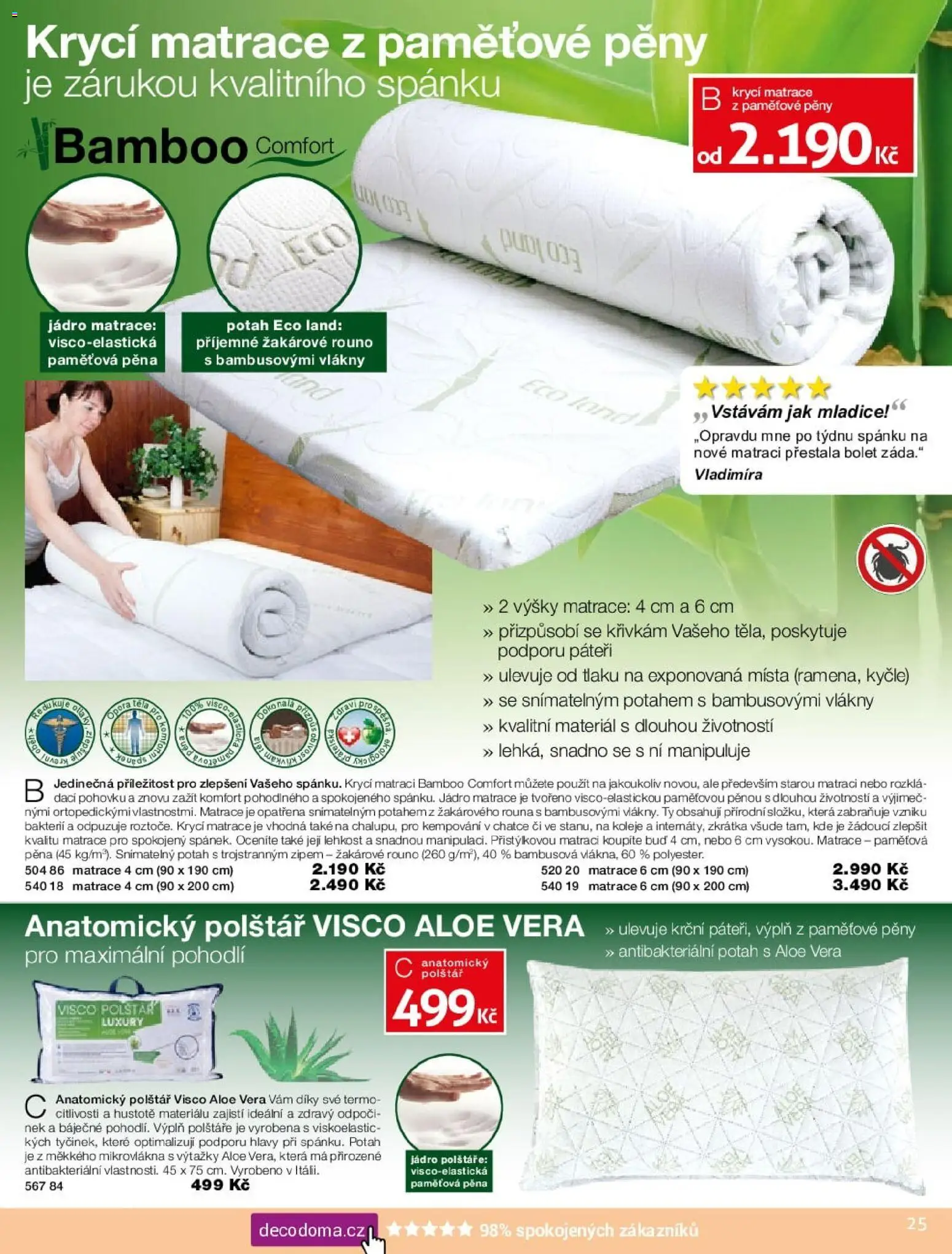 Decodoma katalog od 16.02.2026 | Strana: 25 | Produkty: Polštáře, Aloe vera, Matrace, Polštář