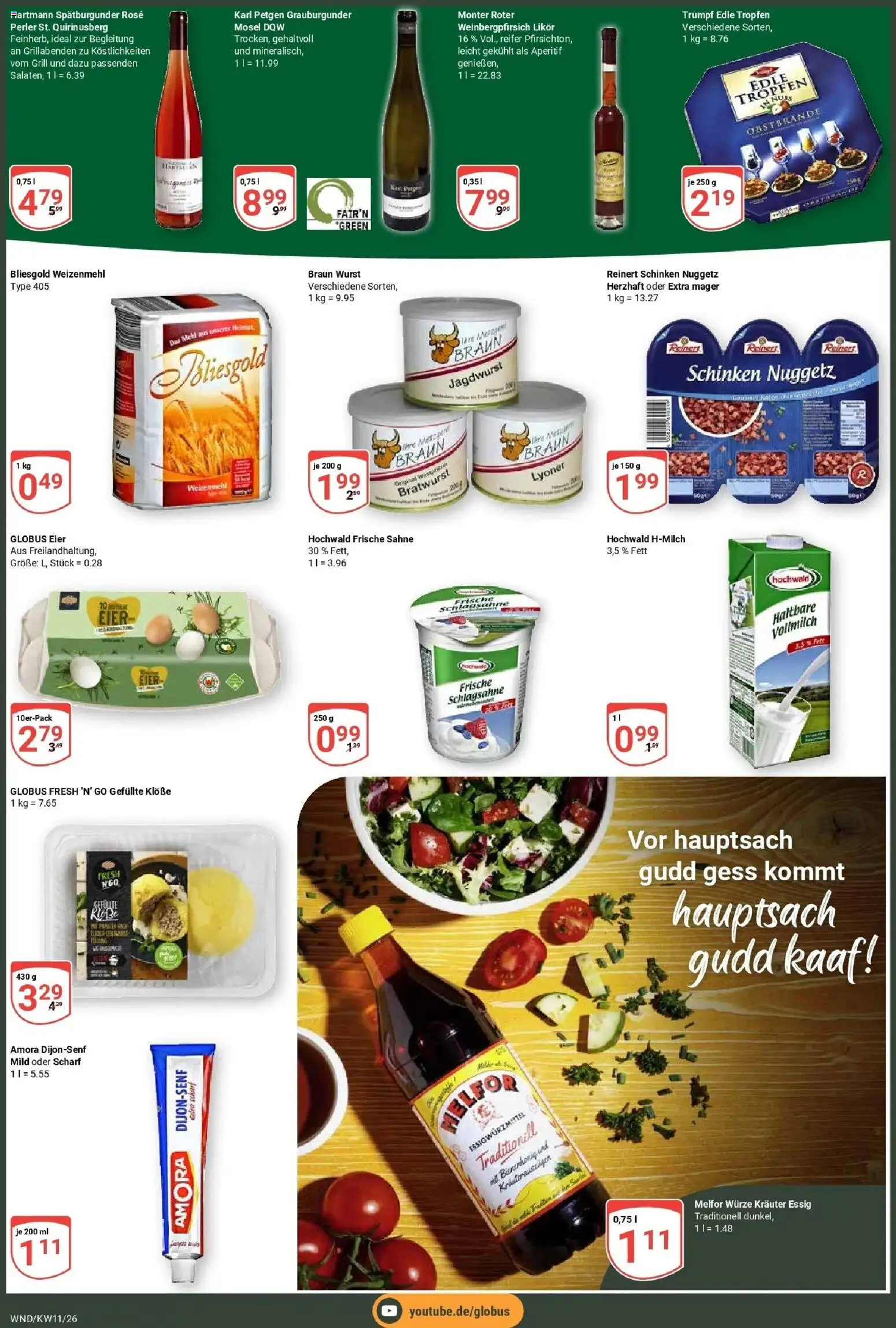 Globus prospekt St. Wendel	 – gültig ab 09.03.2026 | Seite: 2 | Produkte: Mehl, Wurst, Schinken, Sahne