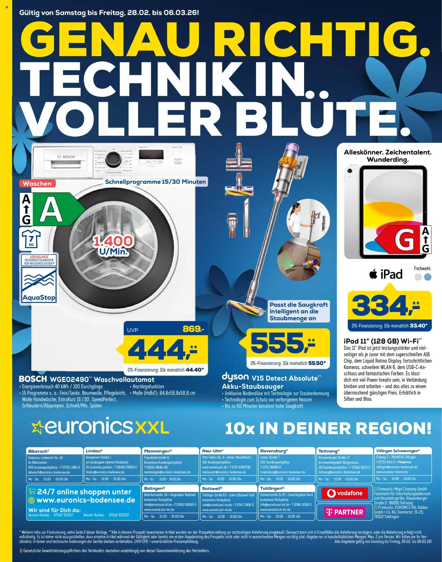Euronics Technik in voller Blüte – gültig ab 28.02.2026 | Seite: 12 | Produkte: Bosch, Dyson, Ipad, Uhr