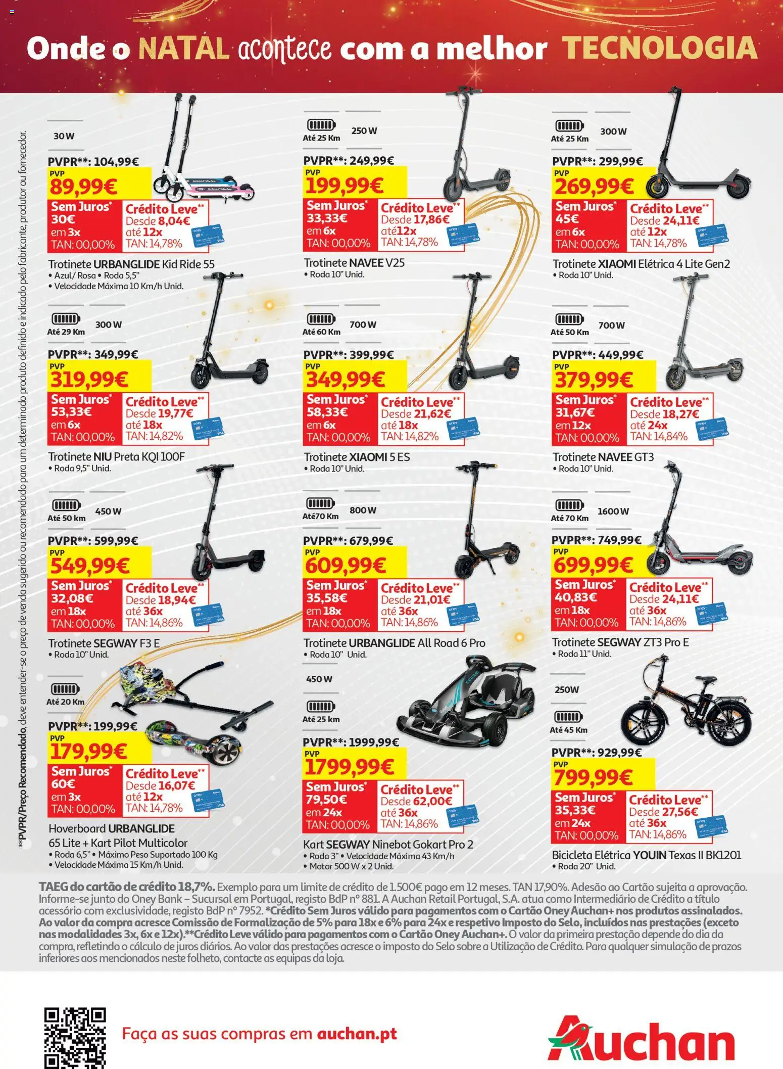 Auchan - Onde o Natal acontece com a melhor tecnologia │ válido de 21.11.2025 | Página: 20 | Produtos: Faca, Bicicleta, Trotinete