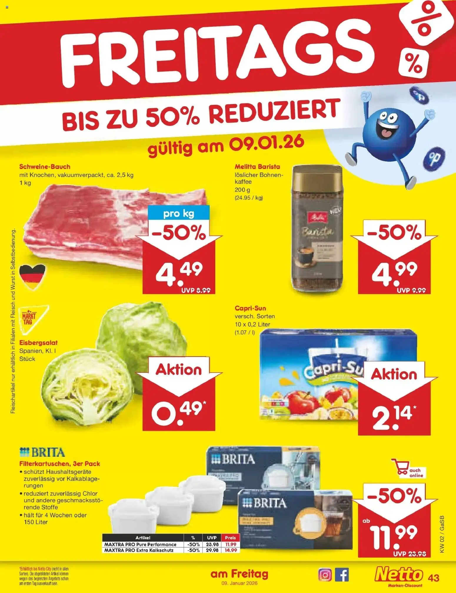 Netto Marken-Discount - Netto: Wochenangebote – gültig ab 04.01.2026 | Seite: 47 | Produkte: Melitta, Eisbergsalat, Wurst, Fleisch