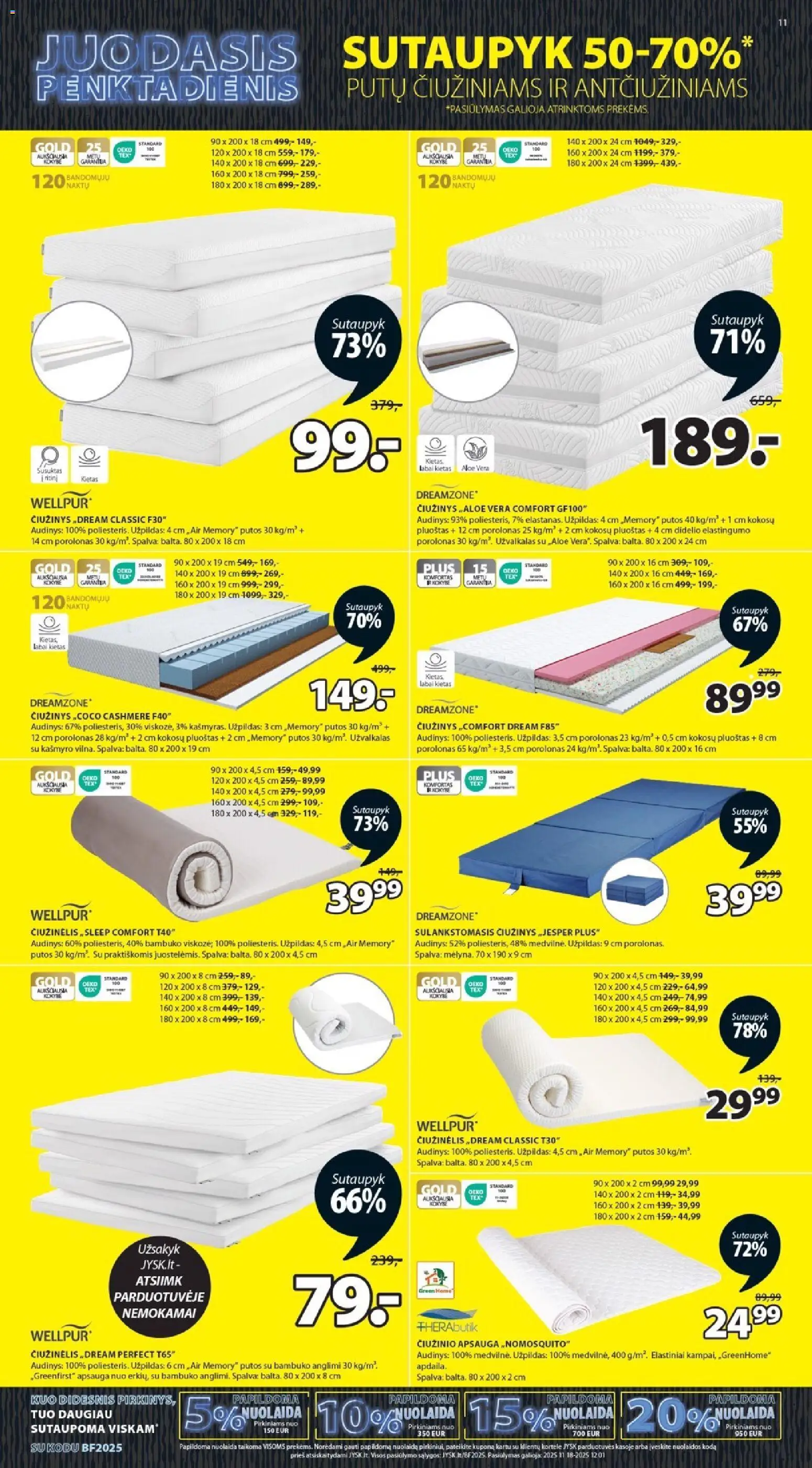 JYSK akcijos nuo 18.11.2025 | Puslapis: 11 | Prekių: Čiužinys, Užvalkalas