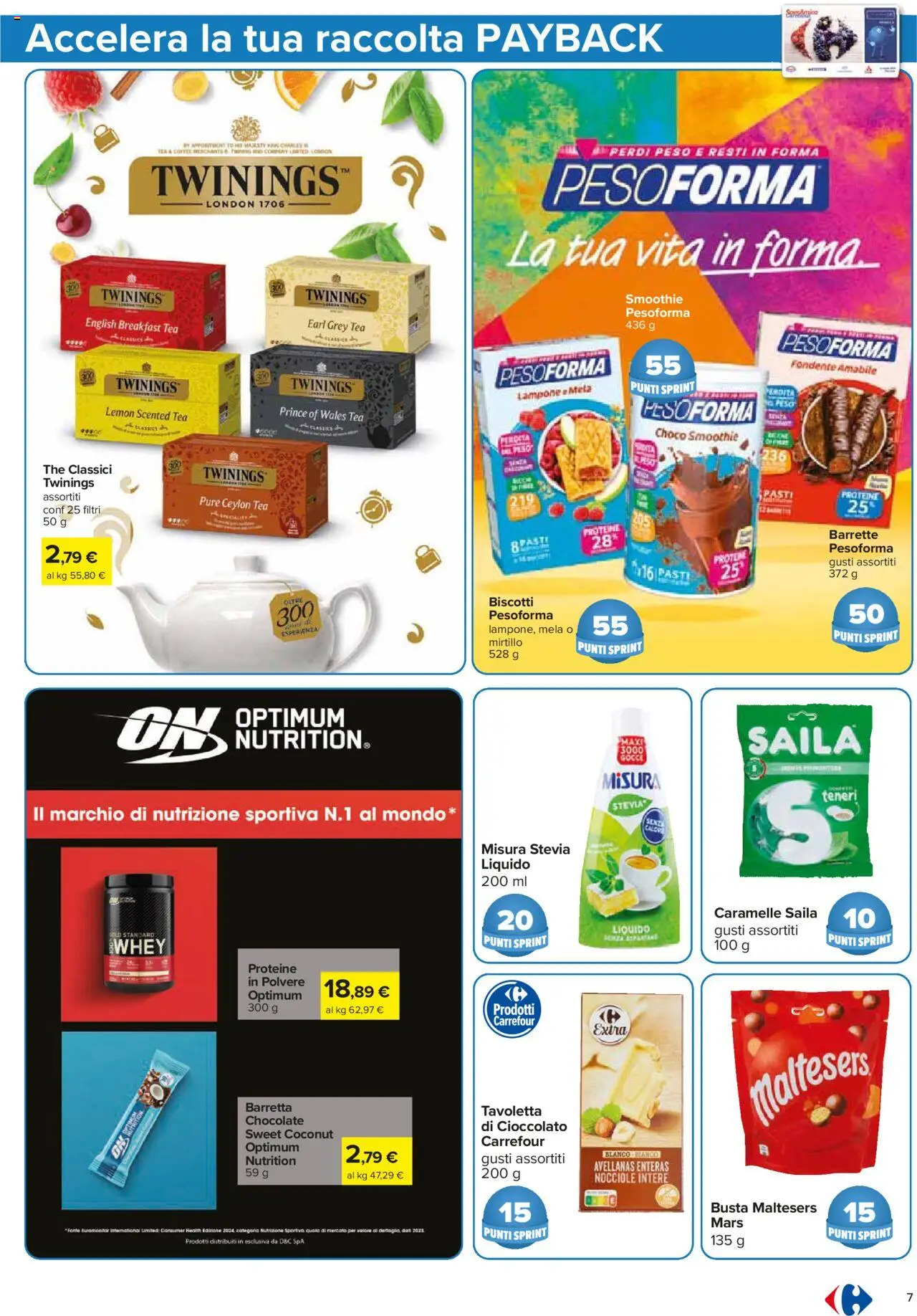 Volantino Carrefour del 05.09.2025 | Pagina: 7 | Prodotti: Stevia, Nocciole, Lampone, The