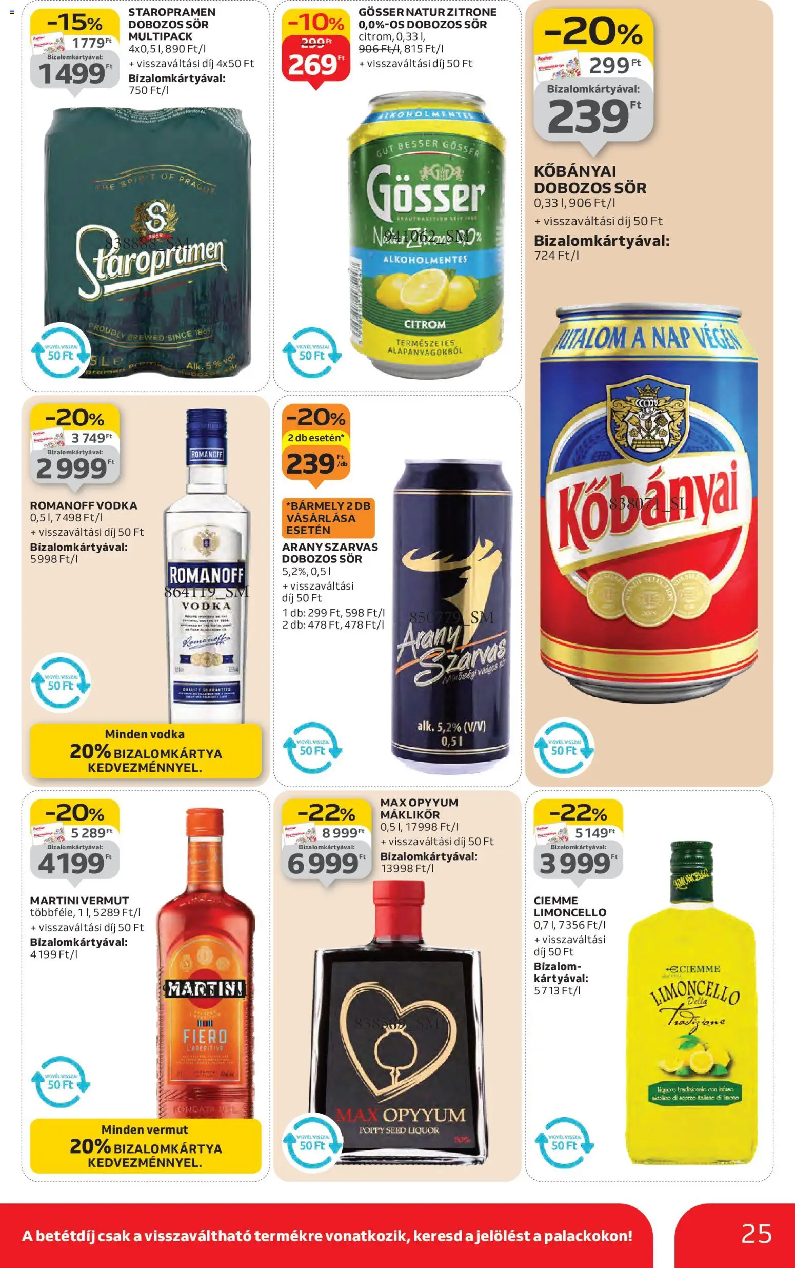 Auchan akciós ujság - amely érvényes a következő dátumtól: 22.01.2026 | Oldal: 25 | Termékek: Gösser, Dobozos sör, Sör, Vodka