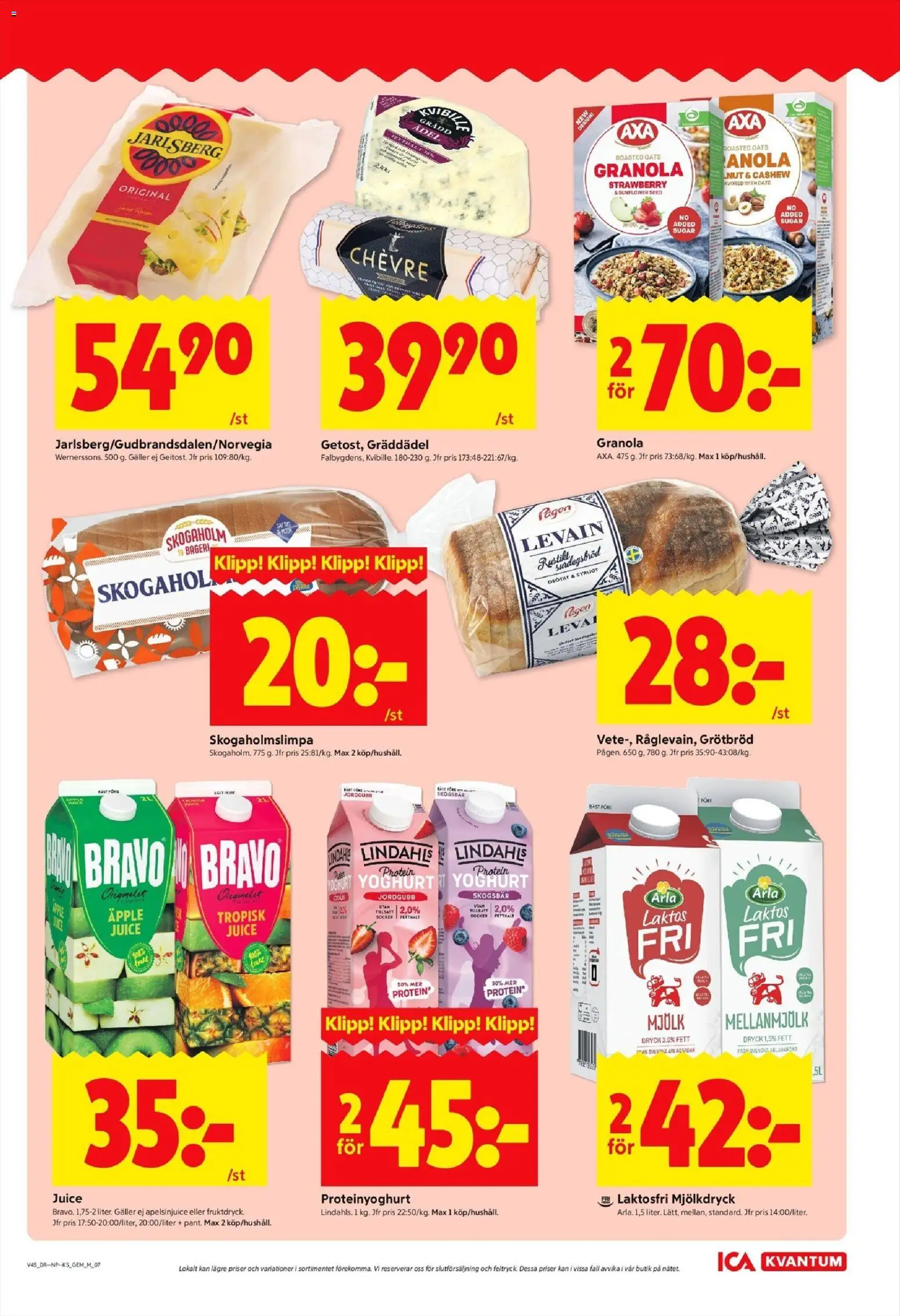 ICA Kvantum reklamblad aktuell från 03.11.2025 | Sida: 7 | Produkter: Galler, Mjölk, Yoghurt, Äpple