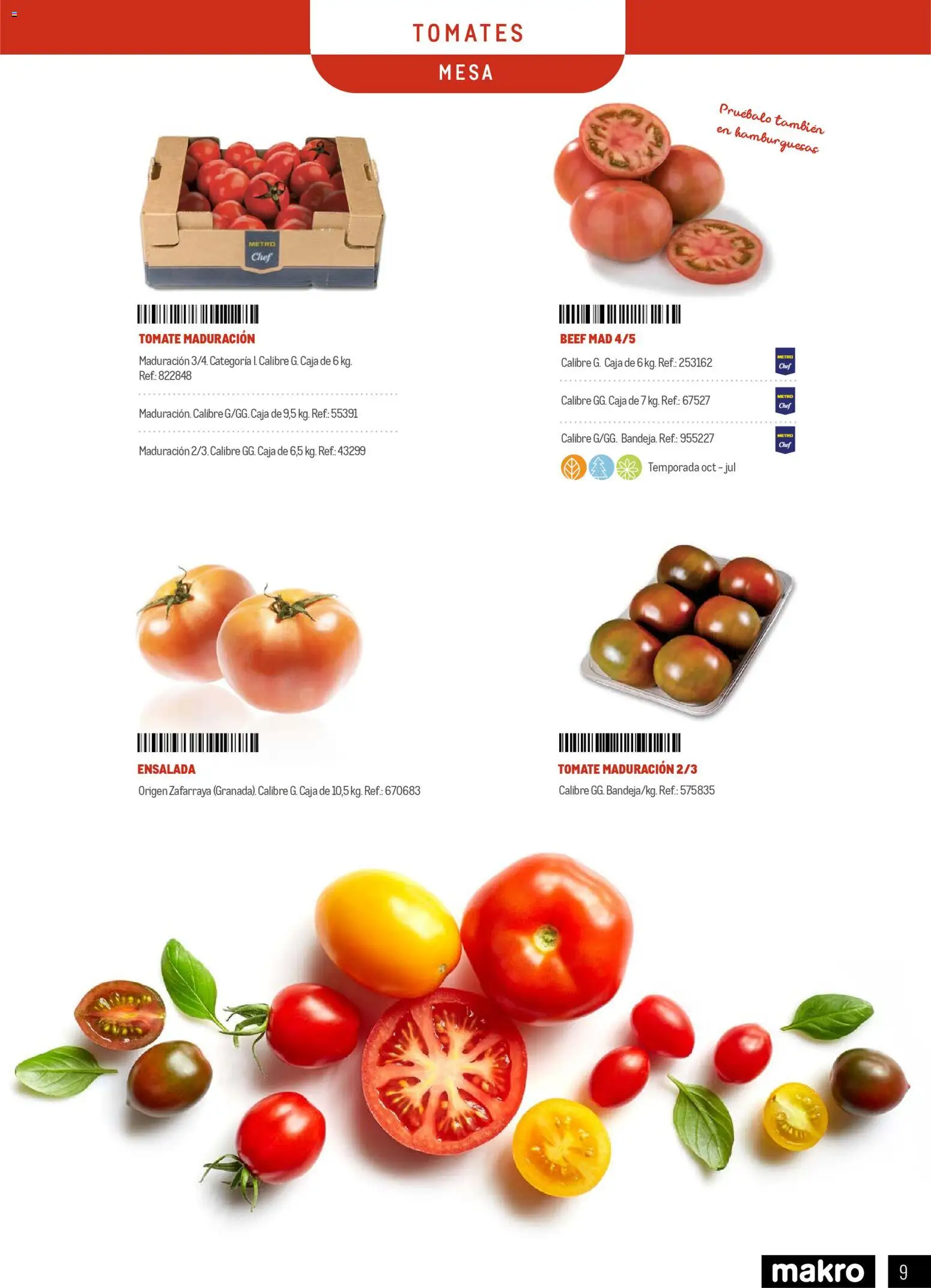 Makro - Especial Frutas y Verduras Península │ válido desde el 05.01.2026 | Página: 9 | Productos: Tomates, Ensalada, Mesa, Caja
