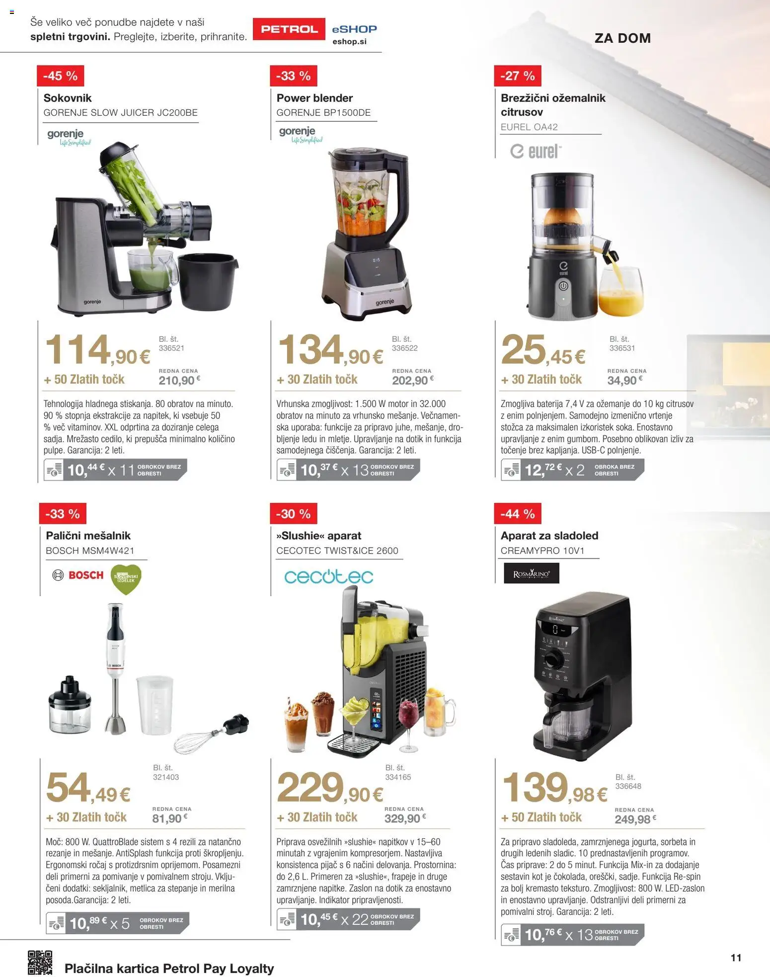 Novi Petrol katalog ponudbe – veljaven od 01.04.2026 | Stran: 11 | Izdelki: Baterija, Mesalnik, Sokovnik, Sladoled