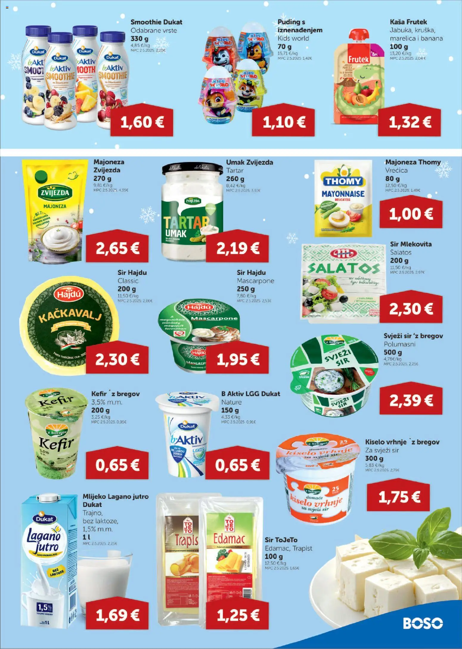 Boso katalog | vrijedi od 04.12.2025 | Stranica: 5 | Proizvodi: Mlijeko, Banane, Kiselo vrhnje, Kefir