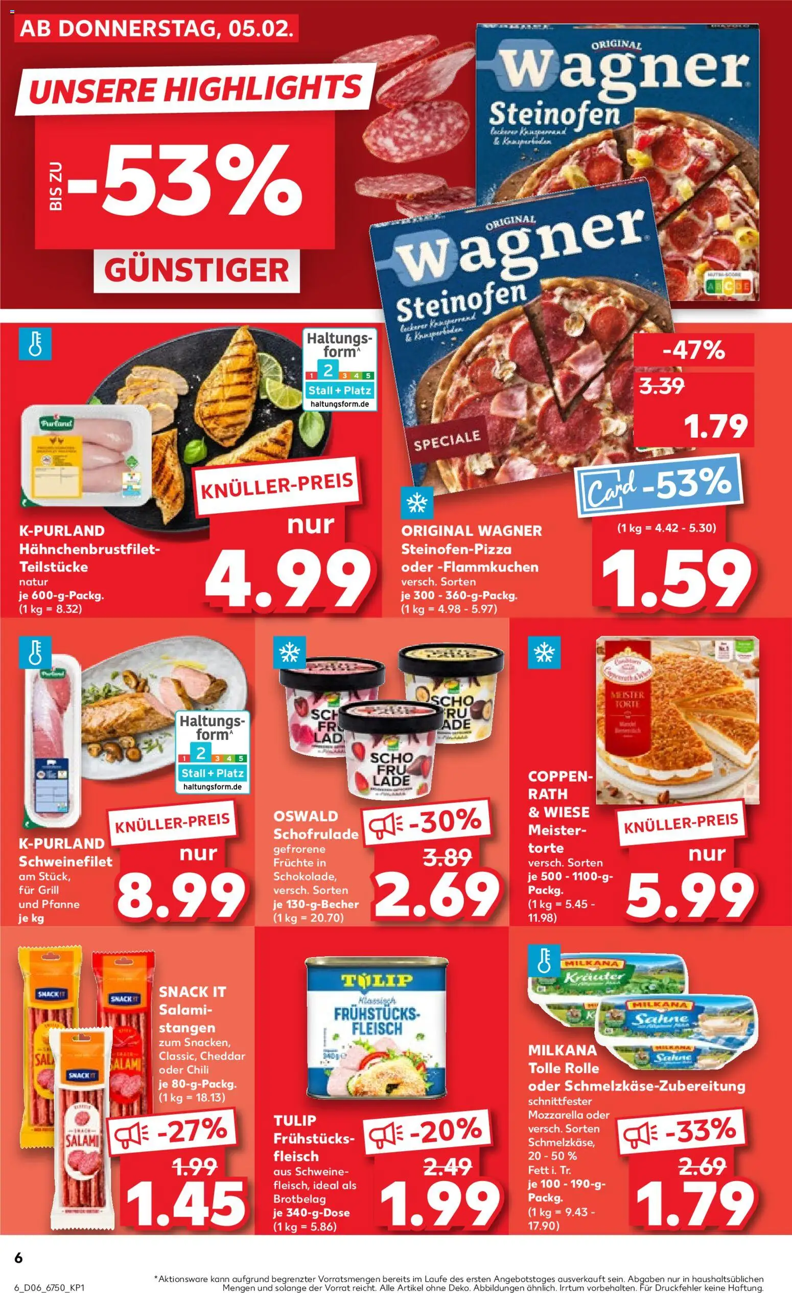 Kaufland prospekt Berlin	 – gültig ab 05.02.2026 | Seite: 6 | Produkte: Milkana, Mozzarella, Schweinefilet, Salami