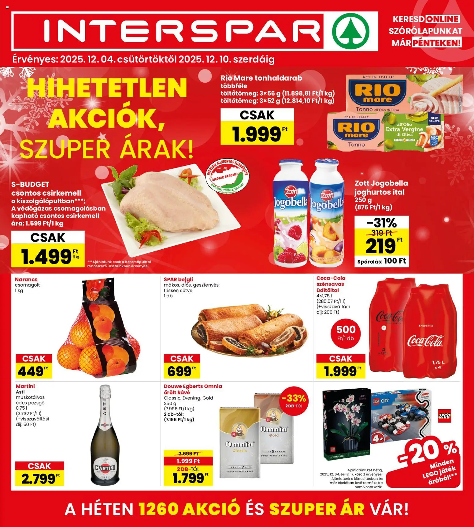 Interspar akciós ujság - amely érvényes a következő dátumtól: 04.12.2025 | Oldal: 1 | Termékek: Játék, Pezsgő, Kávé, Narancs