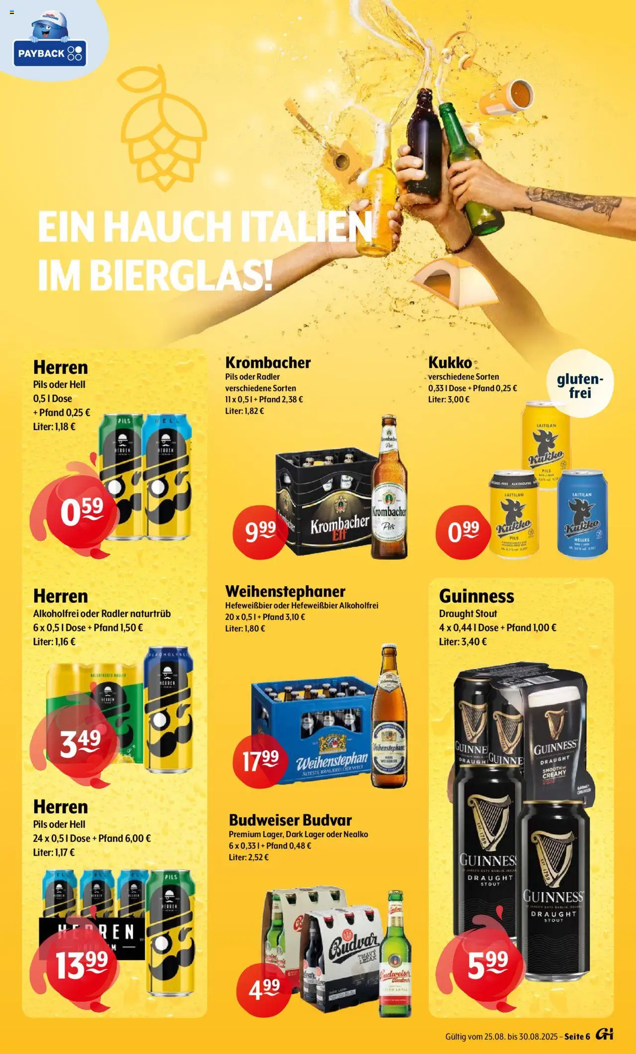 Getränke Hoffmann Prospekt 	 - gültig ab dem 25.08.2025 | Seite: 6 | Produkte: Pils, Radler, Krombacher, Budweiser