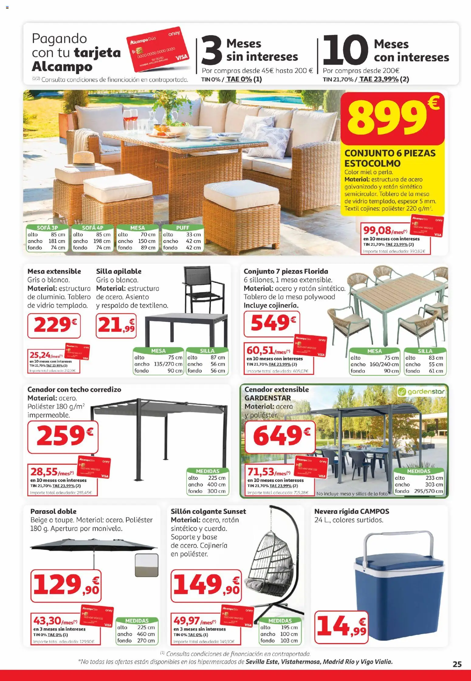 Alcampo  Canarias │ válido desde el 25.03.2026 | Página: 25 | Productos: Silla apilable, Mesa extensible, Nevera, Silla
