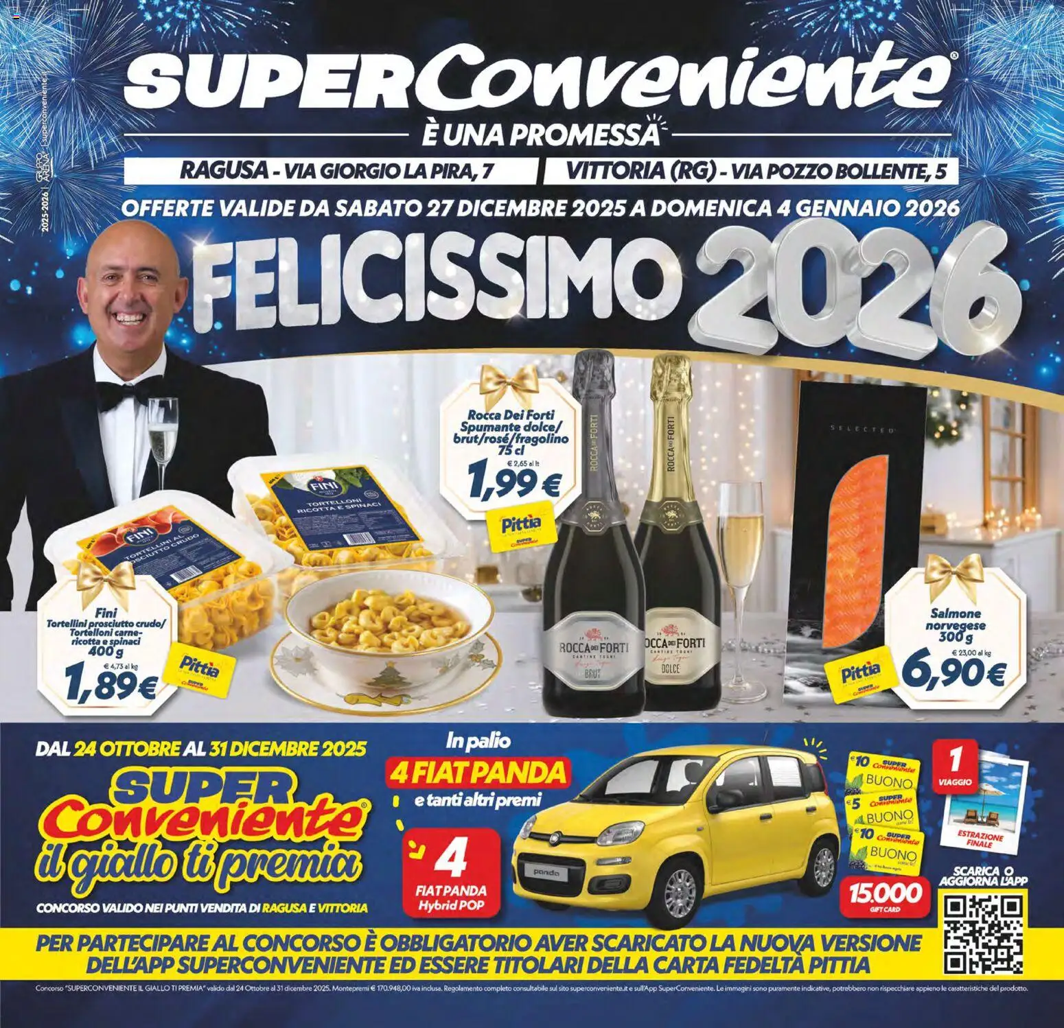 Volantino SuperConveniente del 27.12.2025 | Pagina: 1 | Prodotti: Salmone, Spinaci, Spumante, Tortelloni