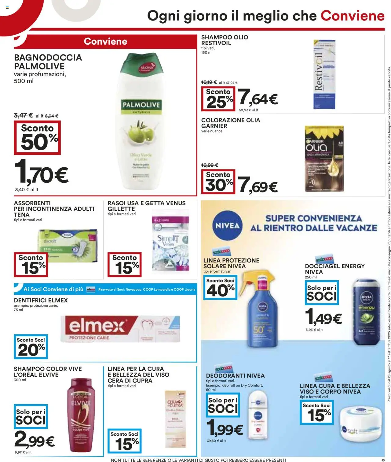 Volantino COOP del 28.08.2025 | Pagina: 15 | Prodotti: Shampoo, Olio