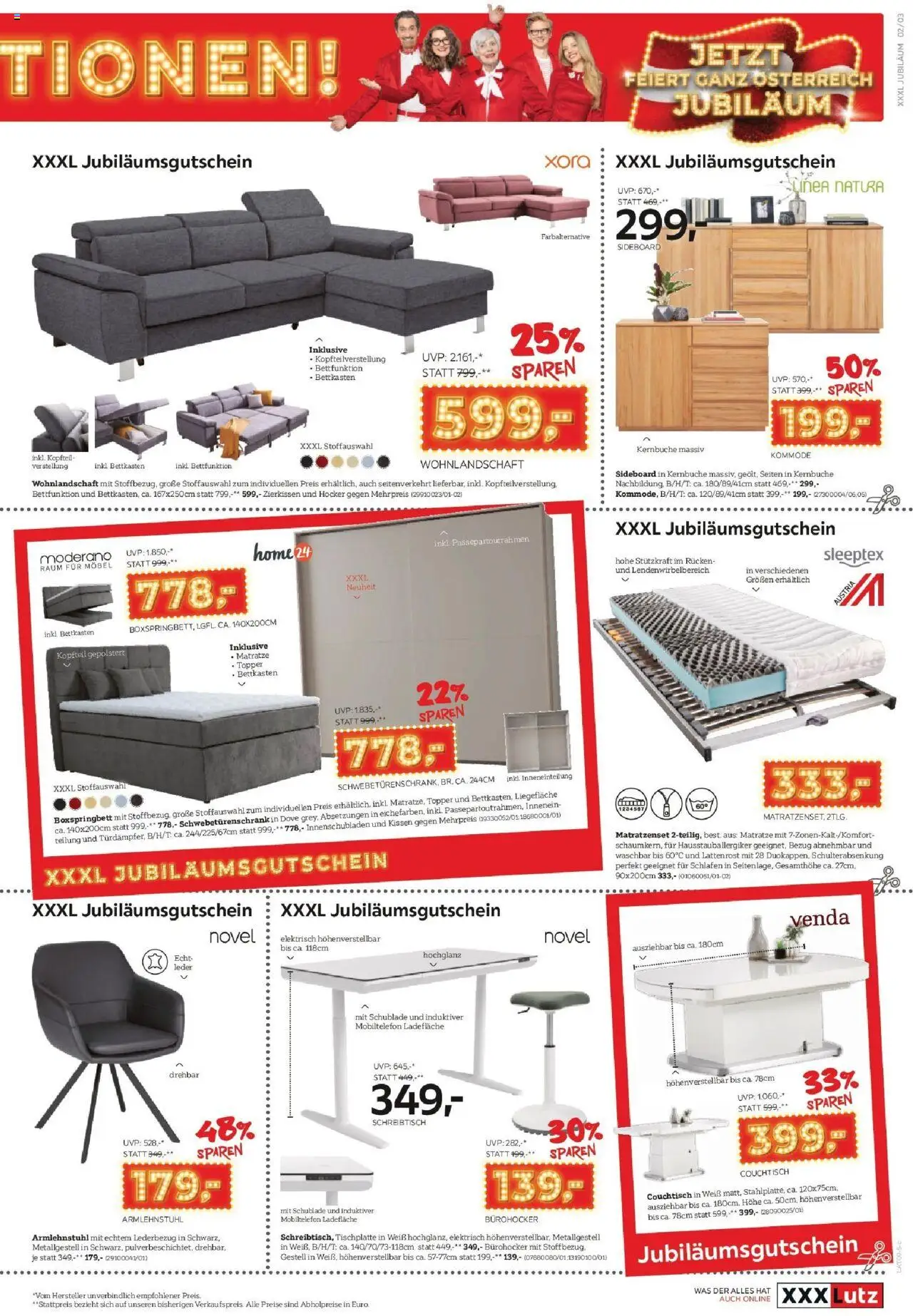 XXXLutz Österreichs Grösster Flohmarkt gültig ab 09.09.2025 | Seite: 3 | Produkte: Matratze, Kommode, Lattenrost, Couchtisch