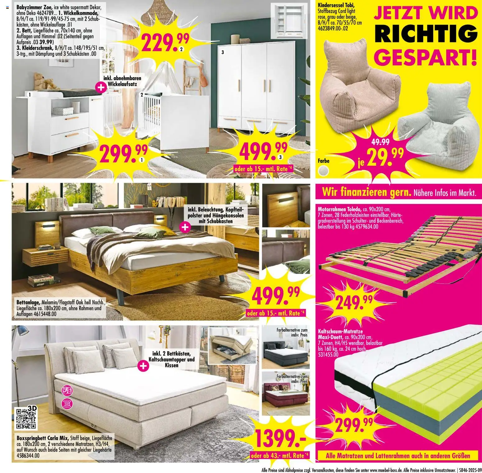 SB Möbel Boss Prospekt Wittenberg – gültig ab 08.11.2025 | Seite: 9 | Produkte: Kissen, Boxspringbett, Kindersessel