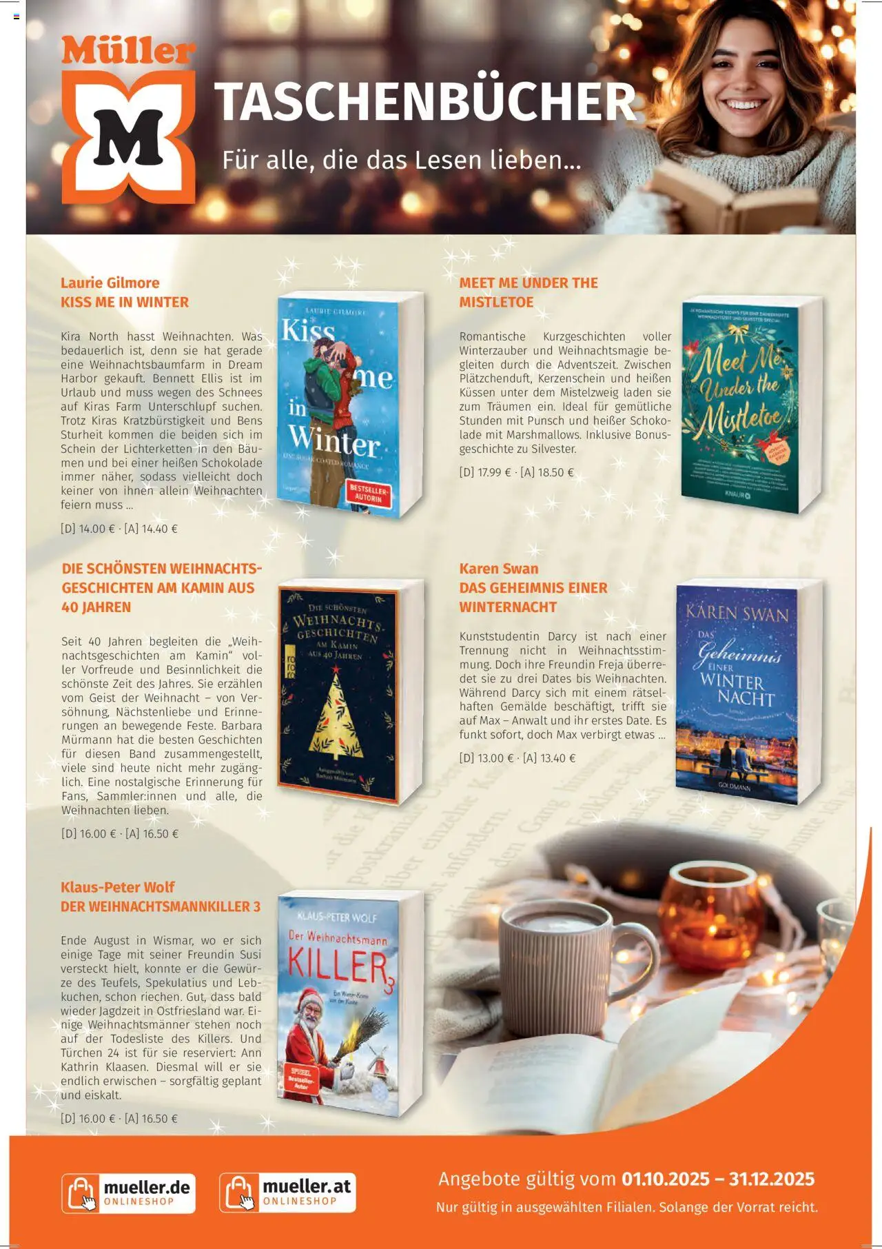 Müller Taschenbücher – gültig ab 03.10.2025 | Seite: 1 | Produkte: Kamin, Schokolade, Spiegel, Gewürze