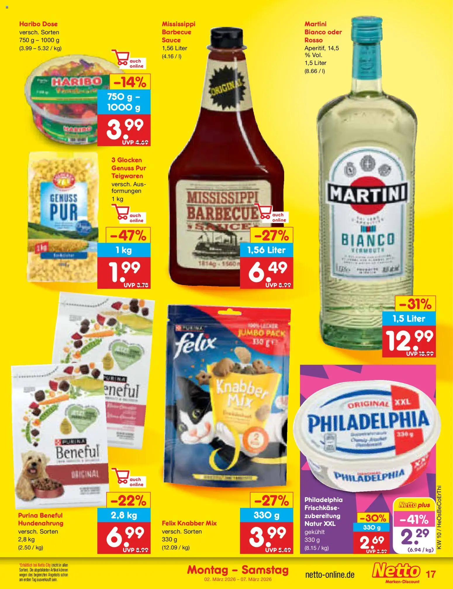 Netto Marken-Discount Prospekt 	 – gültig ab 02.03.2026 | Seite: 17 | Produkte: Martini, Haribo, Haribo dose, Frischkase