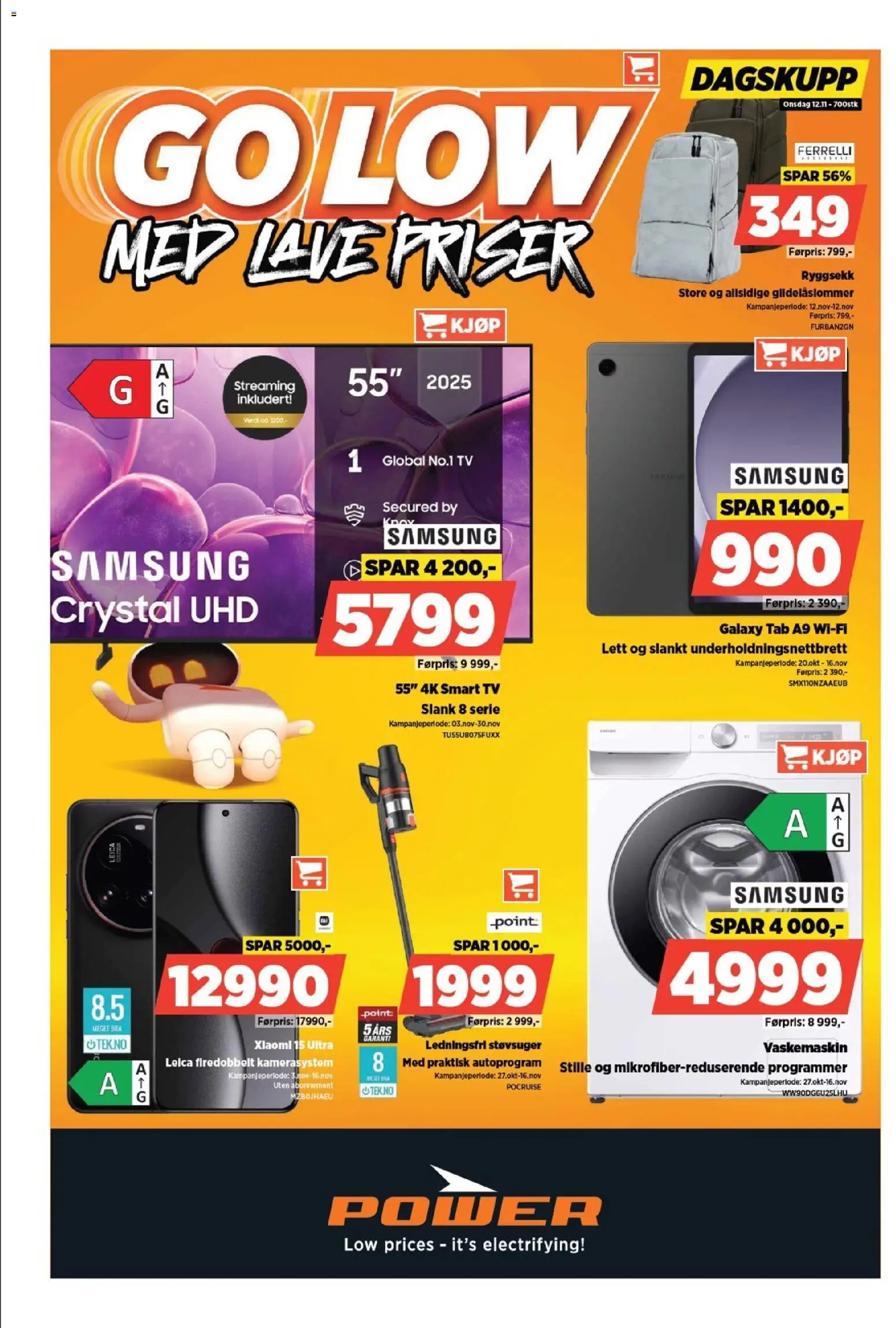 {H1} | Side: 1 | Produkter: Ryggsekk, Tv, Vaskemaskin, Støvsuger