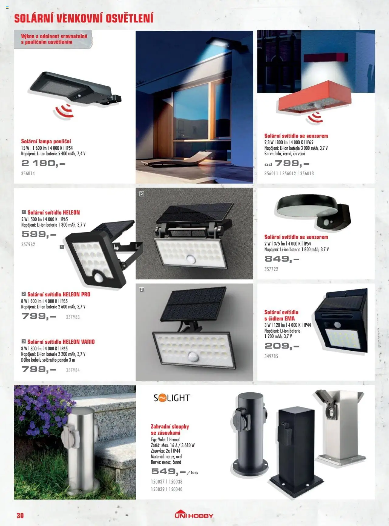 Uni Hobby katalog - Osvětlení od 03.10.2025 | Strana: 30 | Produkty: Zásuvka, Baterie, Lampa