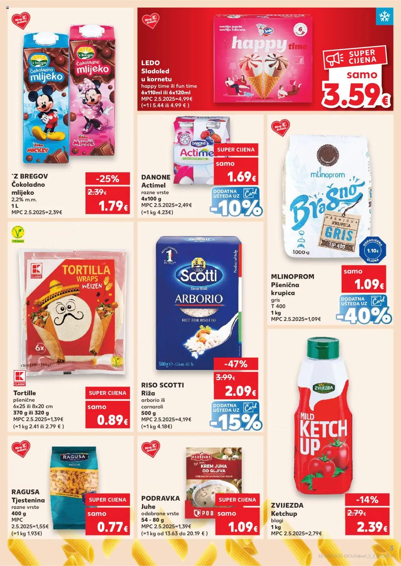 Kaufland katalog | vrijedi od 10.09.2025 | Stranica: 3 | Proizvodi: Mlijeko, Krupica, Ledo, Juha