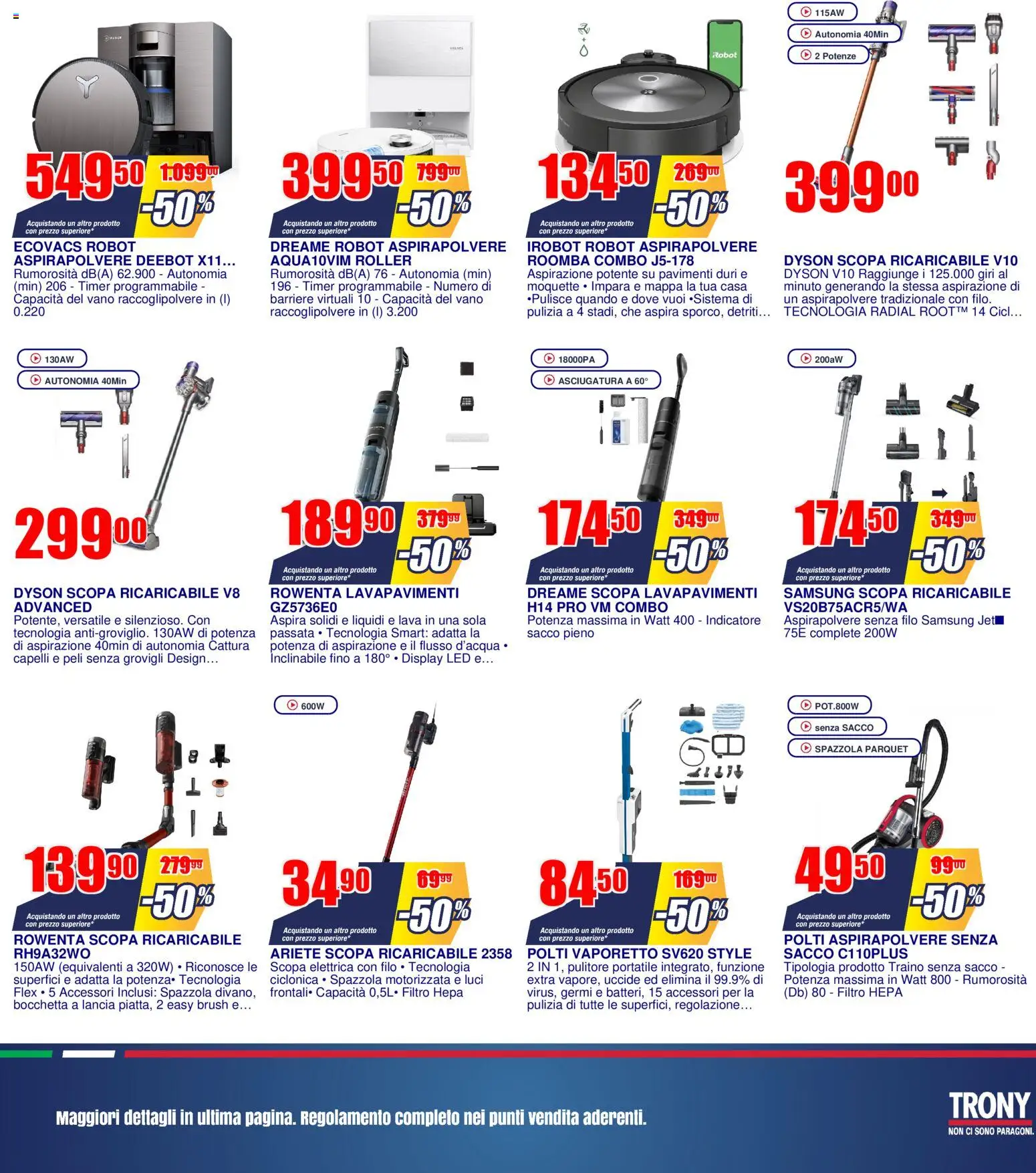 Volantino Trony del 19.02.2026 | Pagina: 11 | Prodotti: Spazzola, Vaporetto, Scopa, Robot