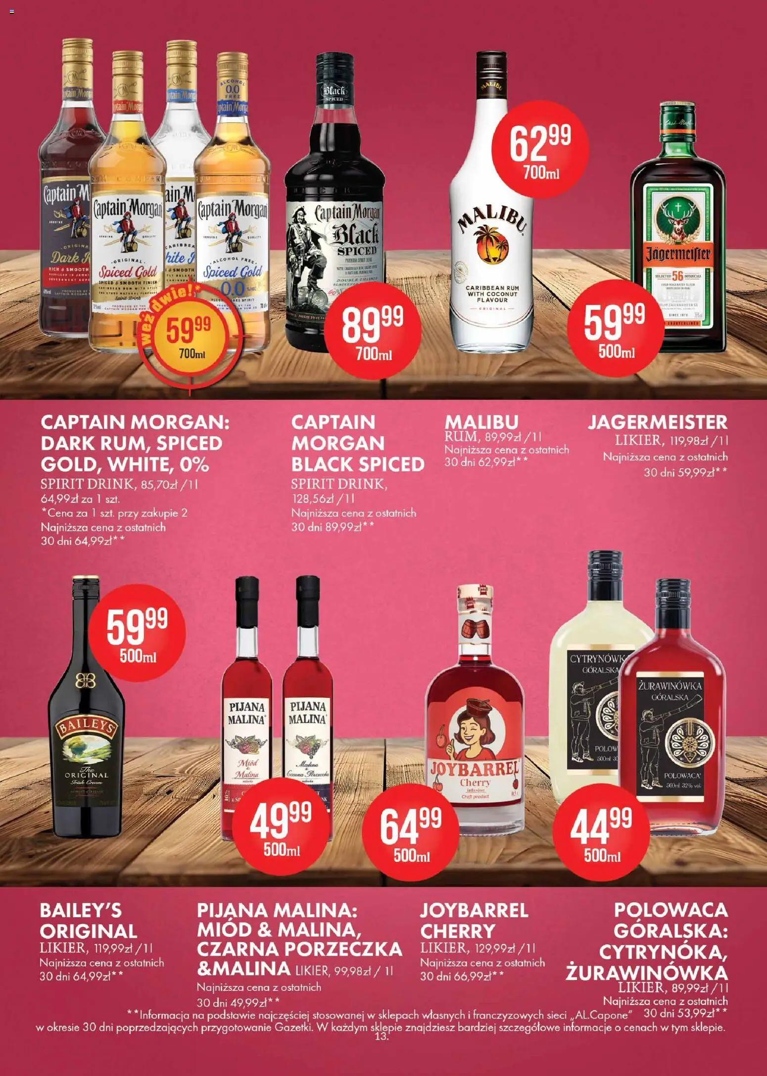 Al.Capone gazetka od 13.04.2026 | Strona: 13 | Produkty: Malina, Porzeczka, Jagermeister, Rum
