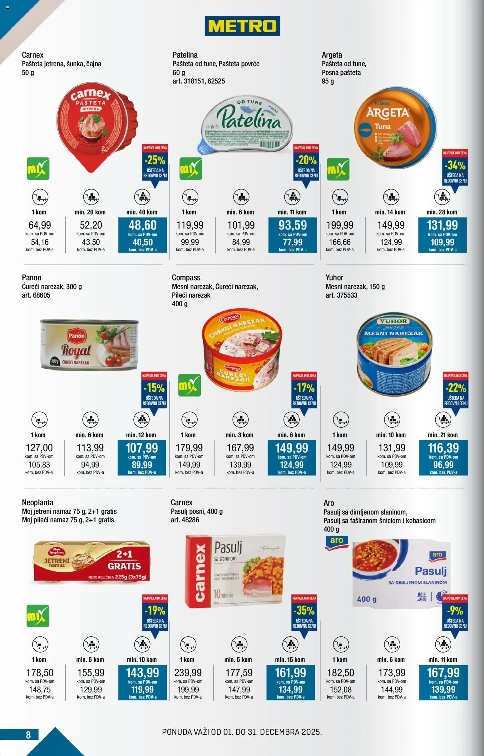Metro katalog - važi od 01.12.2025 | Strana: 8 | Proizvode: Pasulj, Narezak, Mesni narezak, Pašteta