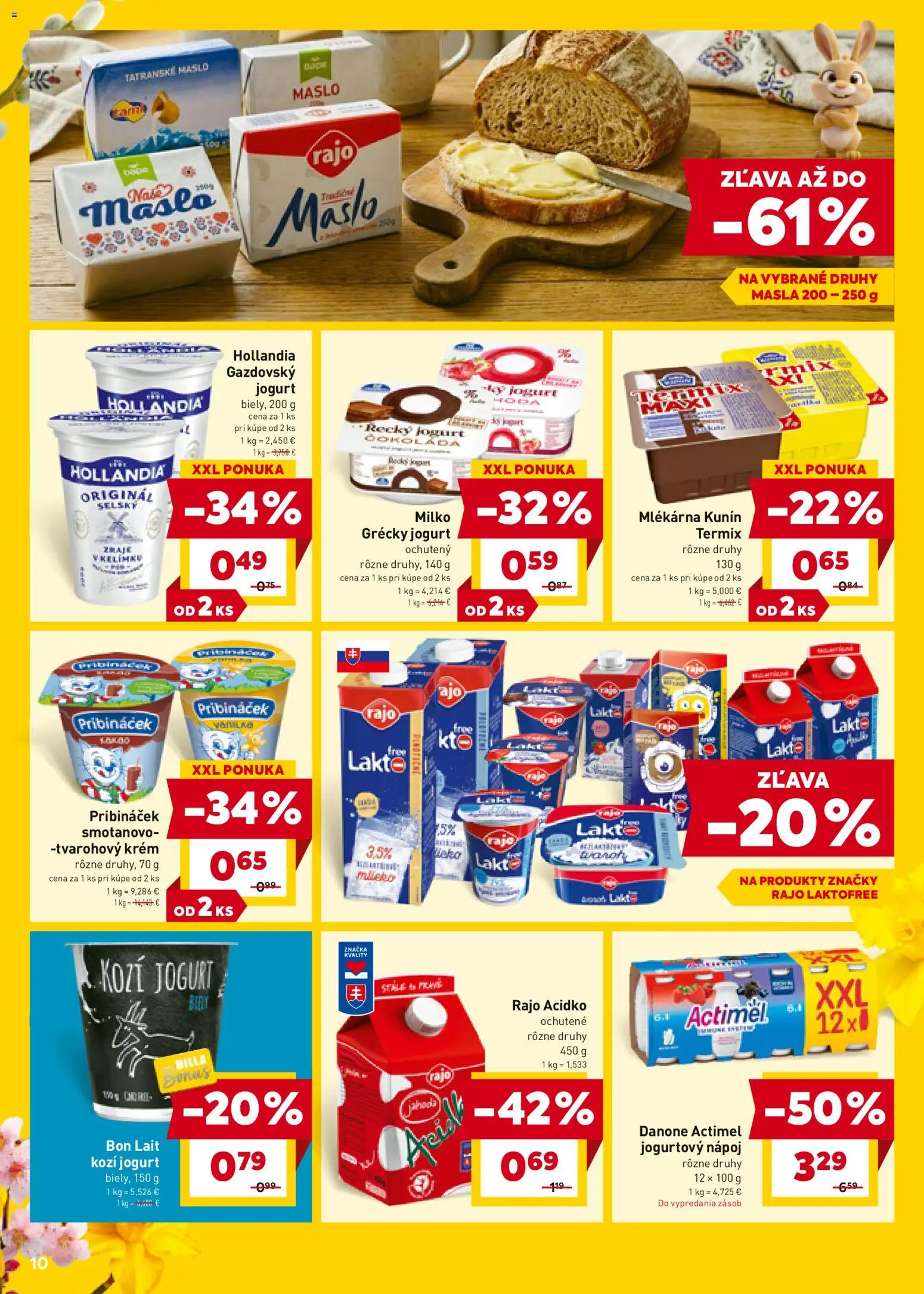 Nové Billa akcie – leták je platný od 18.03.2026 | Strana: 10 | Produkty: Maslo, Jogurt, Krém, Acidko