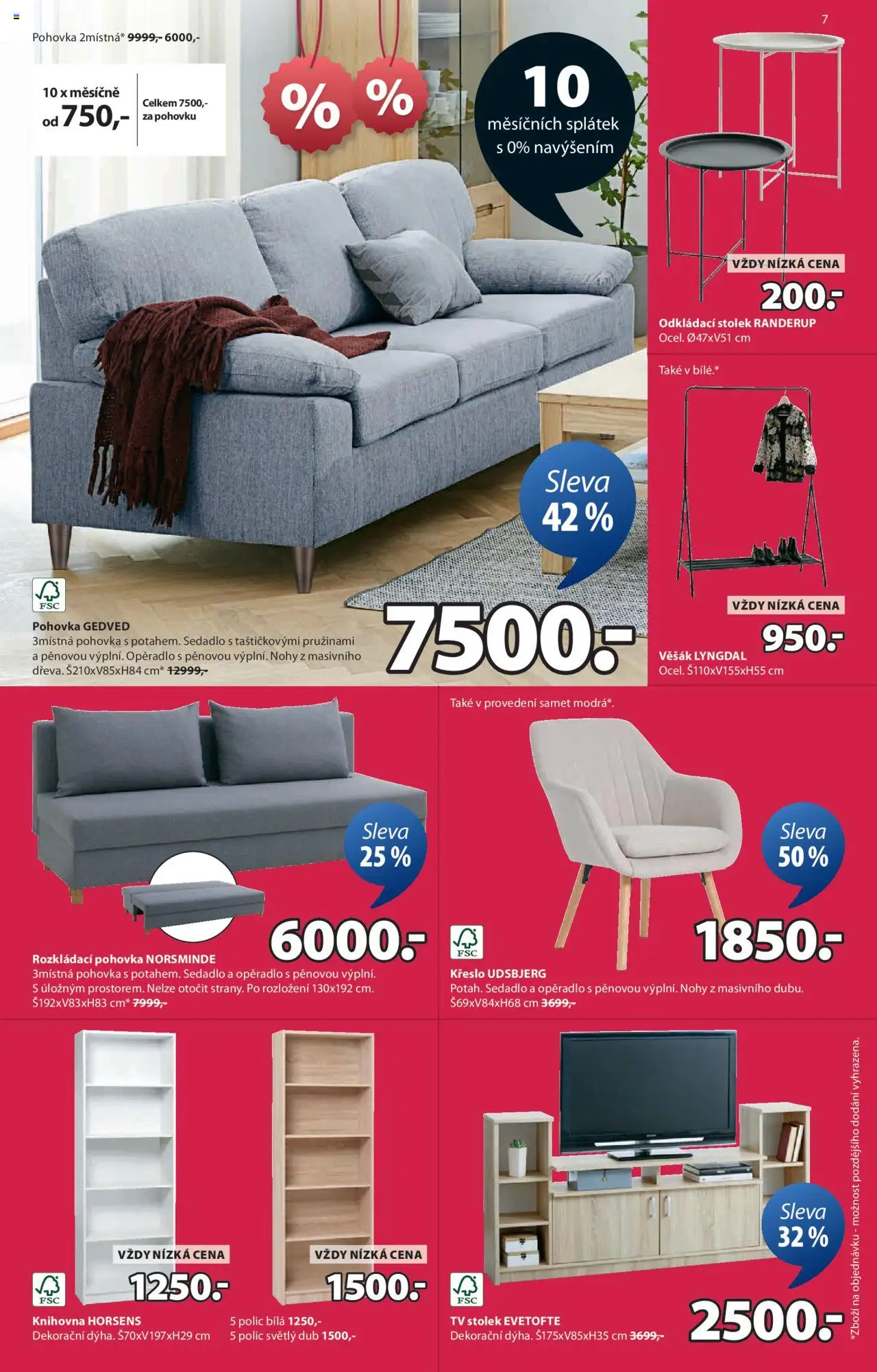 JYSK leták - Záhradní výprodej od 30.07.2025 | Strana: 7 | Produkty: Tv, Pohovka, Křeslo, Knihovna