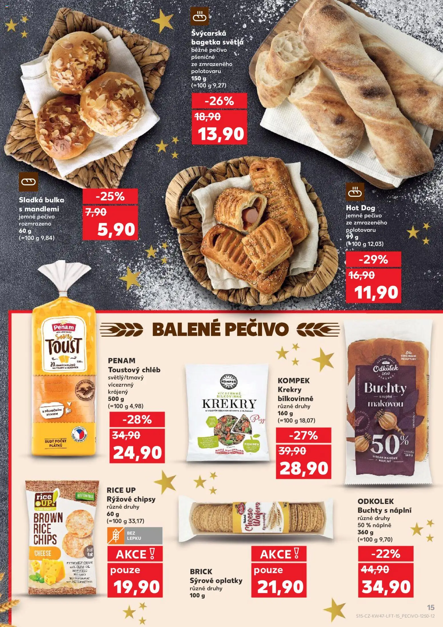 Kaufland leták - Brno od 19.11.2025 | Strana: 15 | Produkty: Krekry, Toustový chléb, Rýžové chipsy, Oplatky