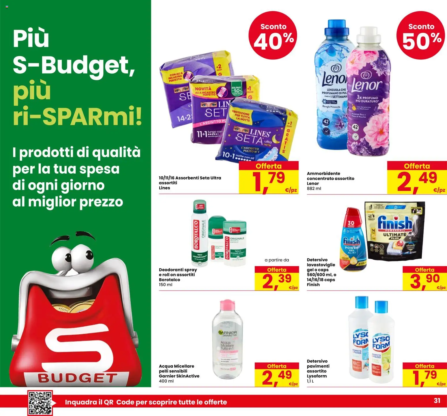 Volantino Despar del 11.12.2025 | Pagina: 31 | Prodotti: Ammorbidente, Acqua, Lenzuola, Profumo