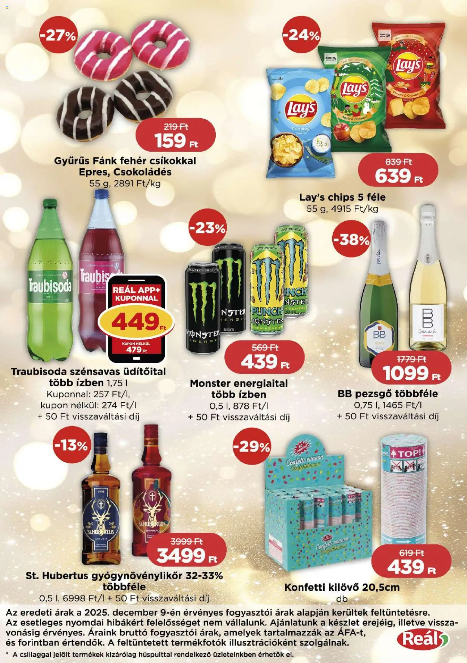 Reál akciós ujság - amely érvényes a következő dátumtól: 18.12.2025 | Oldal: 4 | Termékek: Energiaital, Fánk, Pezsgő, Bb pezsgő
