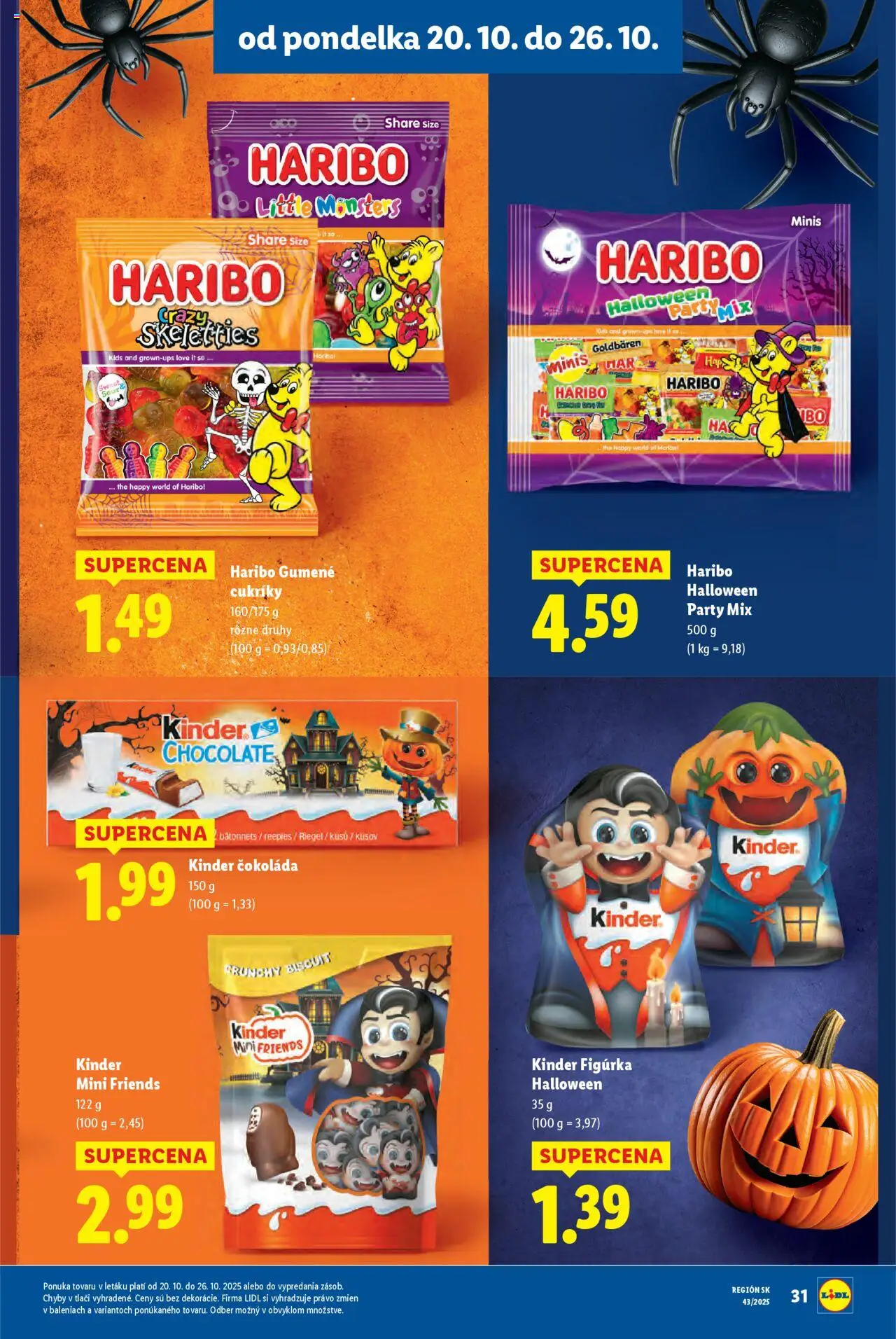 Nové Lidl akcie – leták je platný od 20.10.2025 | Strana: 46 | Produkty: Kinder, Čokoláda, Cukríky