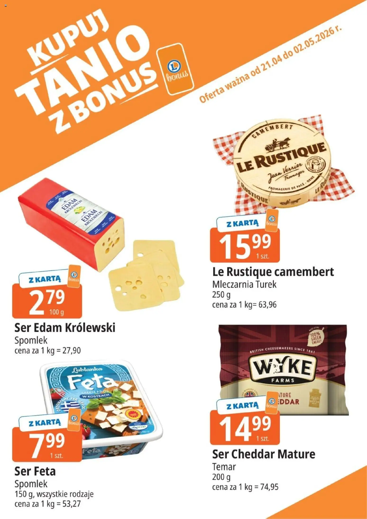 E.Leclerc gazetka - Kupony dodatkowe od 21.04.2026 | Strona: 8 | Produkty: Ser, Cheddar, Ser feta, Ser cheddar