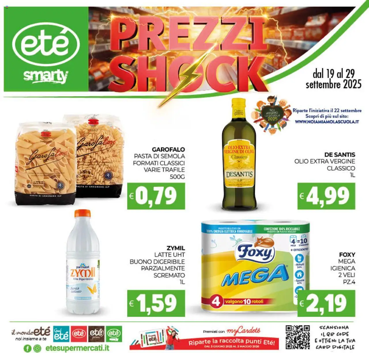 Volantino Eté del 19.09.2025 | Pagina: 1 | Prodotti: Latte, Olio, Pasta, Olio extra vergine