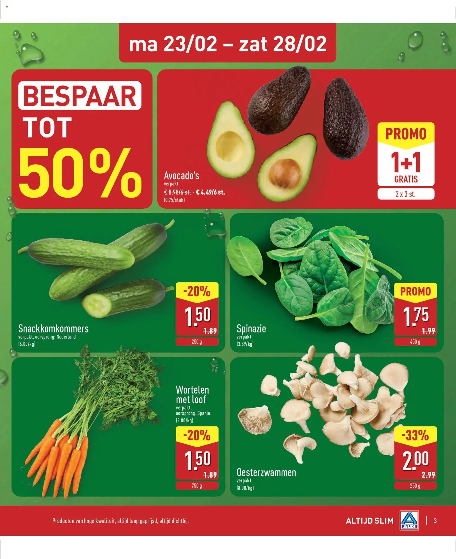 {H1} | Pagina: 3 | Producten: Spinazie, Wortelen