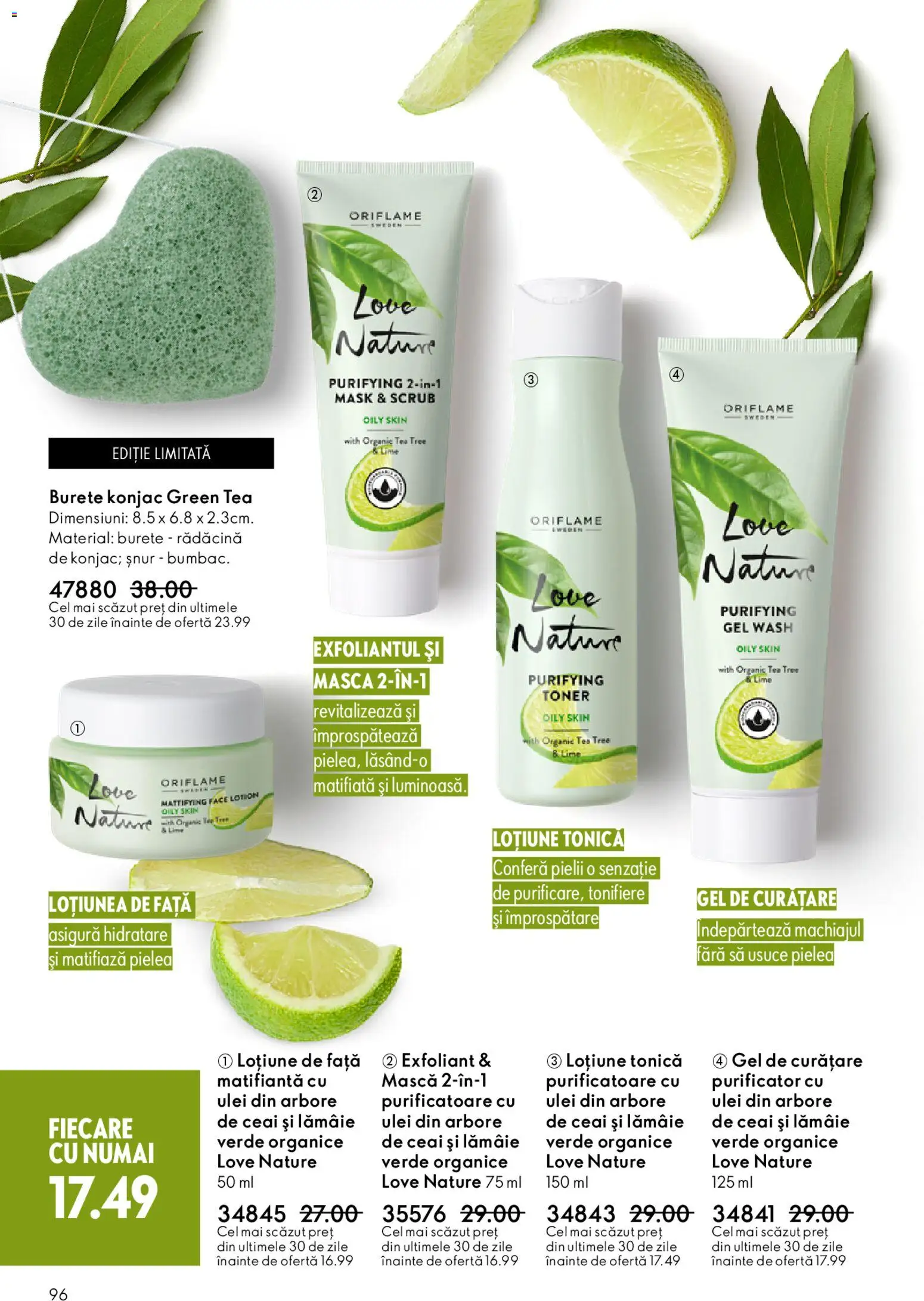 Noul catalog Oriflame – valabil de la 04.03.2026 | Pagină: 96 | Produse: Lime, Loțiune tonică, Exfoliant, Ceai
