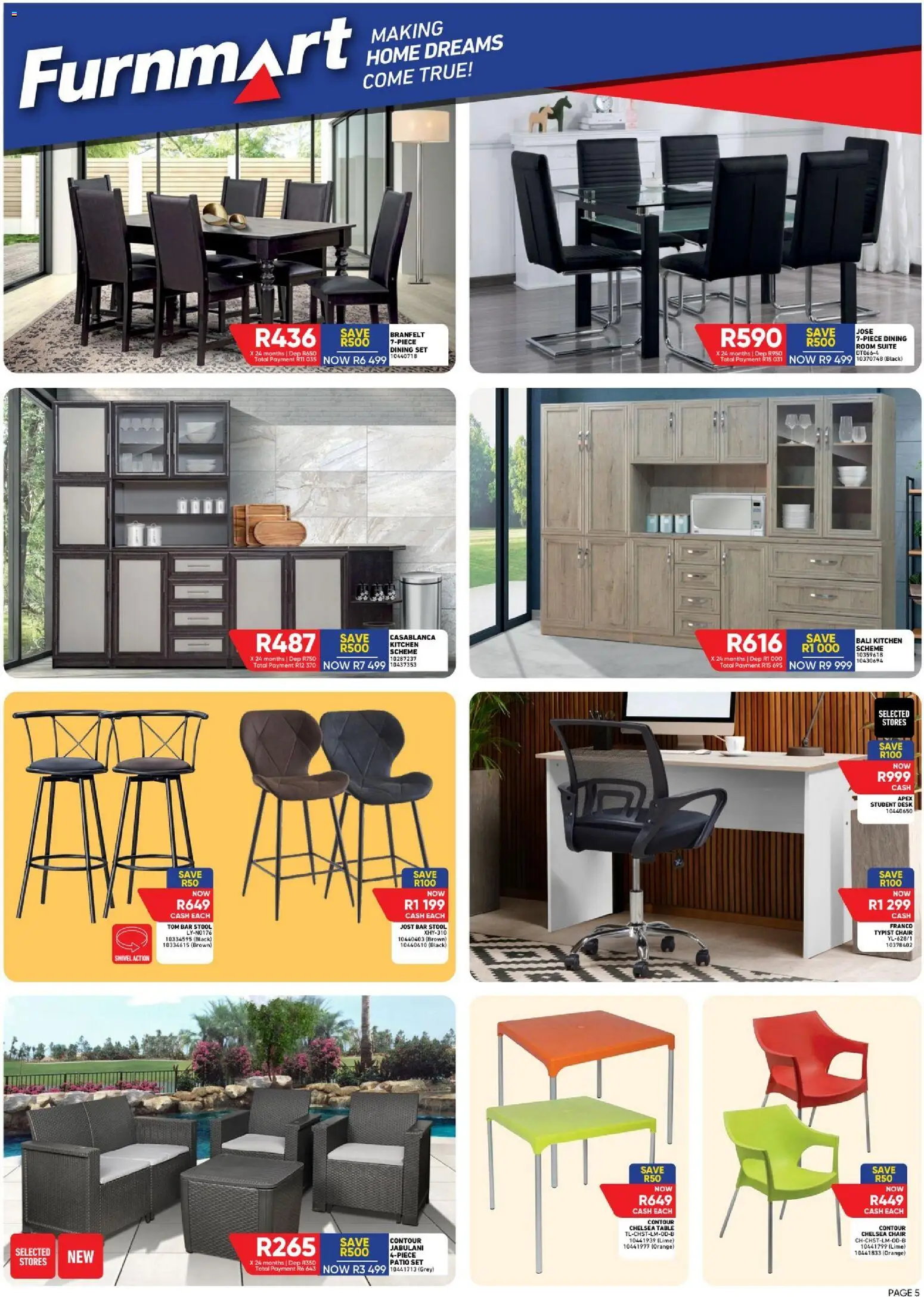 New Furnmart catalogue – valid from 09.03.2026 | Page: 5 | Products: Desk, Table, Bar stool, Lime