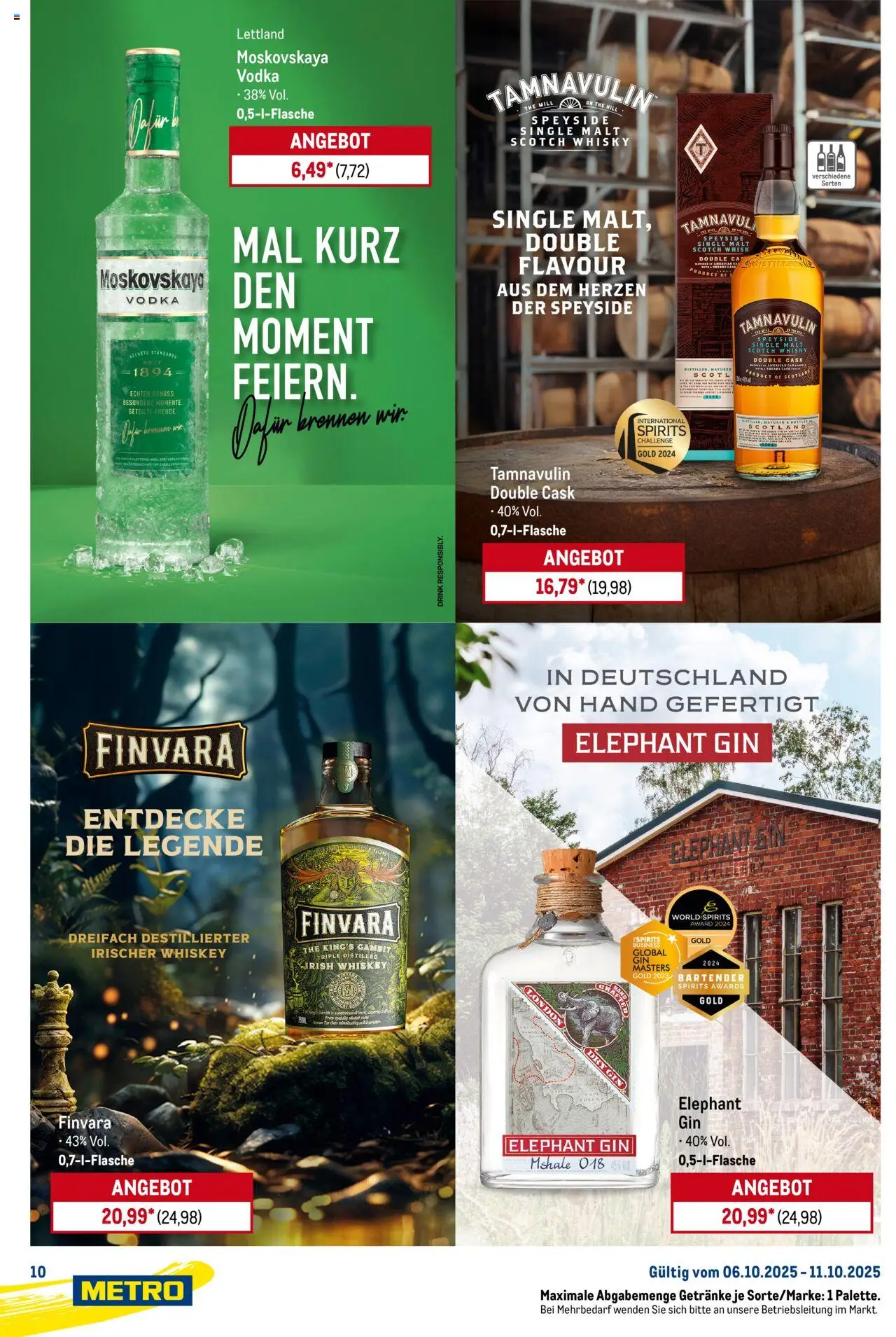 Metro Starke Marken – gültig ab 06.10.2025 | Seite: 10 | Produkte: Whisky, Vodka, Gin, Whiskey