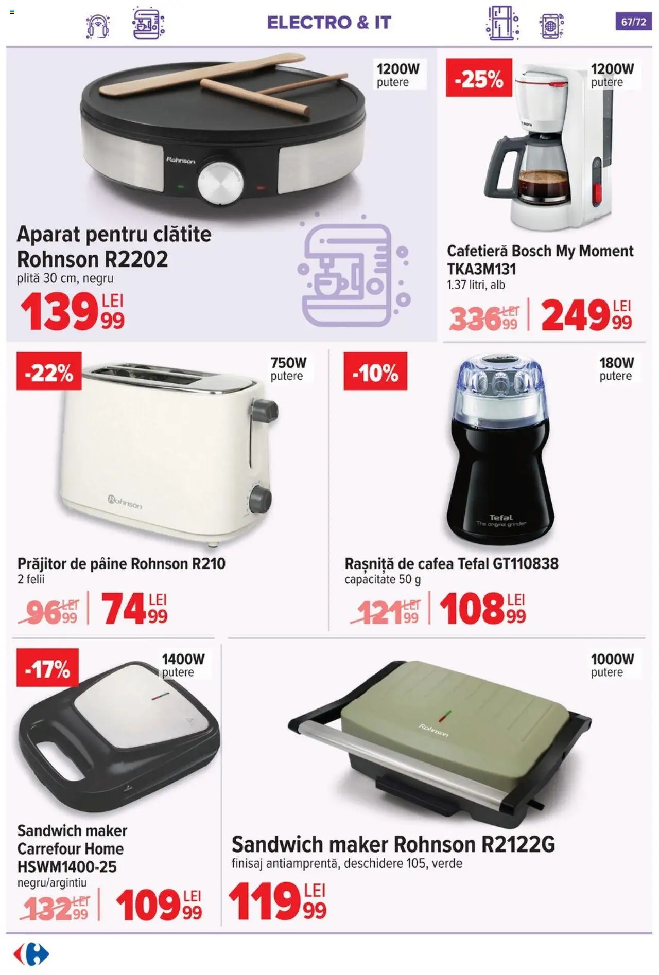 Noul catalog Carrefour – valabil de la 15.10.2025 | Pagină: 69 | Produse: Plită, Cafetieră, Clătite, Cafea