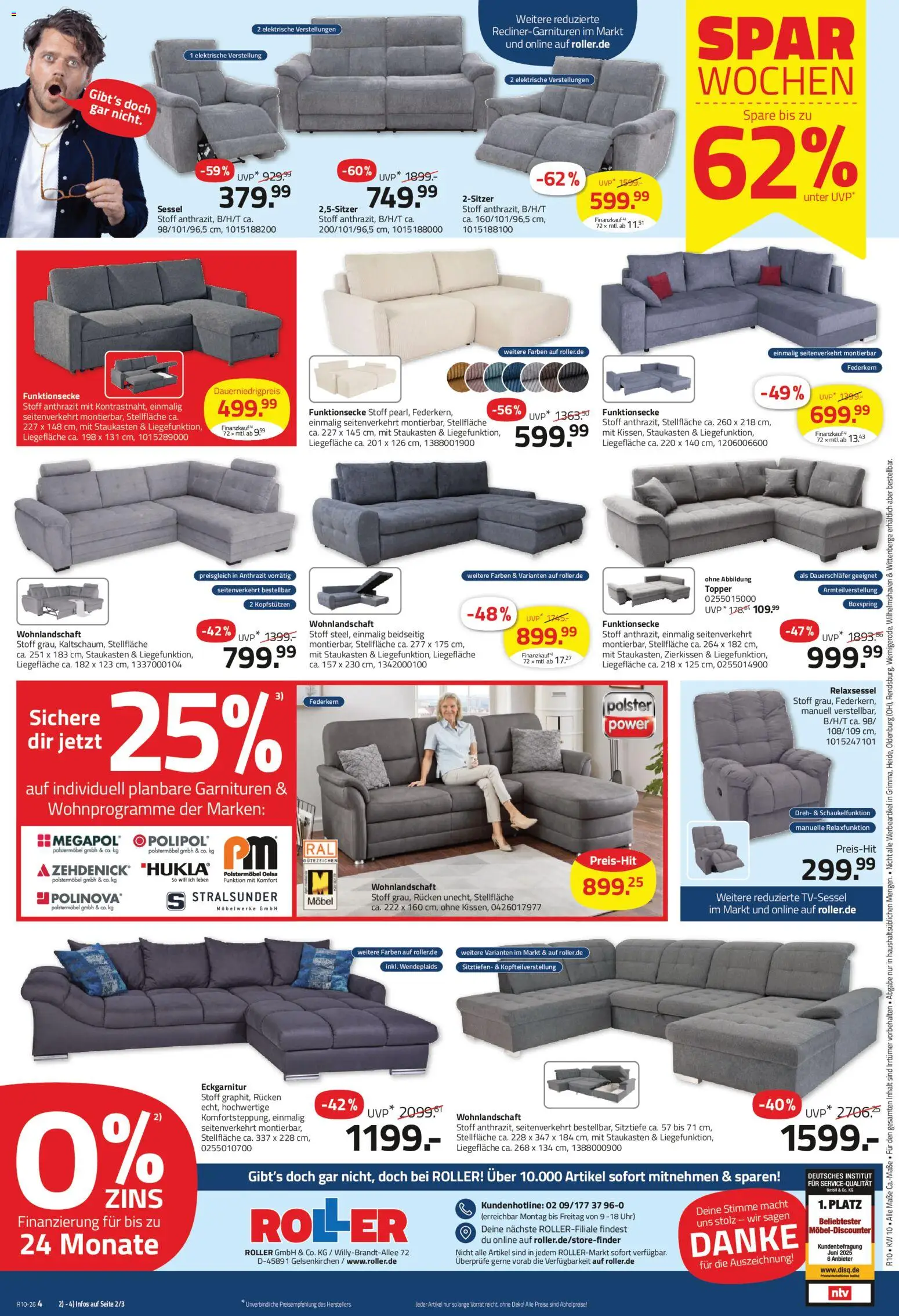 Roller Prospekt 	 – gültig ab 01.03.2026 | Seite: 16 | Produkte: Wohnlandschaft, Relaxsessel, Sessel, Topper