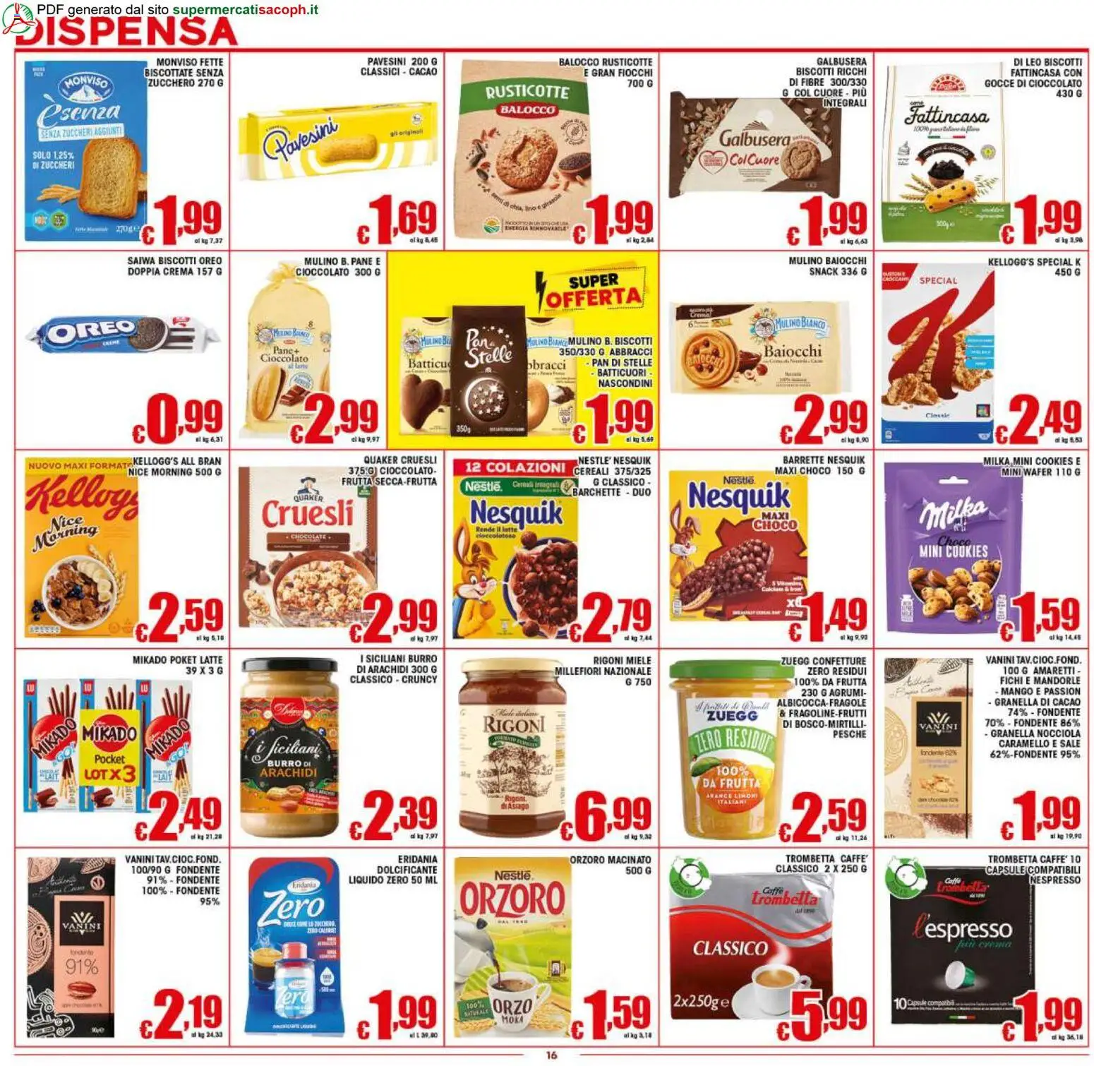 Volantino Sacoph del 07.04.2026 | Pagina: 16 | Prodotti: Cereali, Fiocchi, Burro, Agrumi