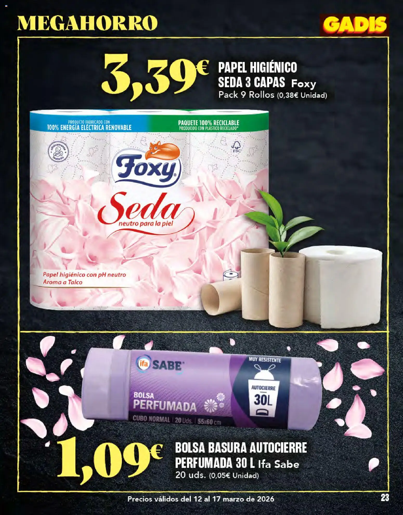 Gadis folleto │ válido desde el 12.03.2026 | Página: 23 | Productos: Papel higienico, Bolsa