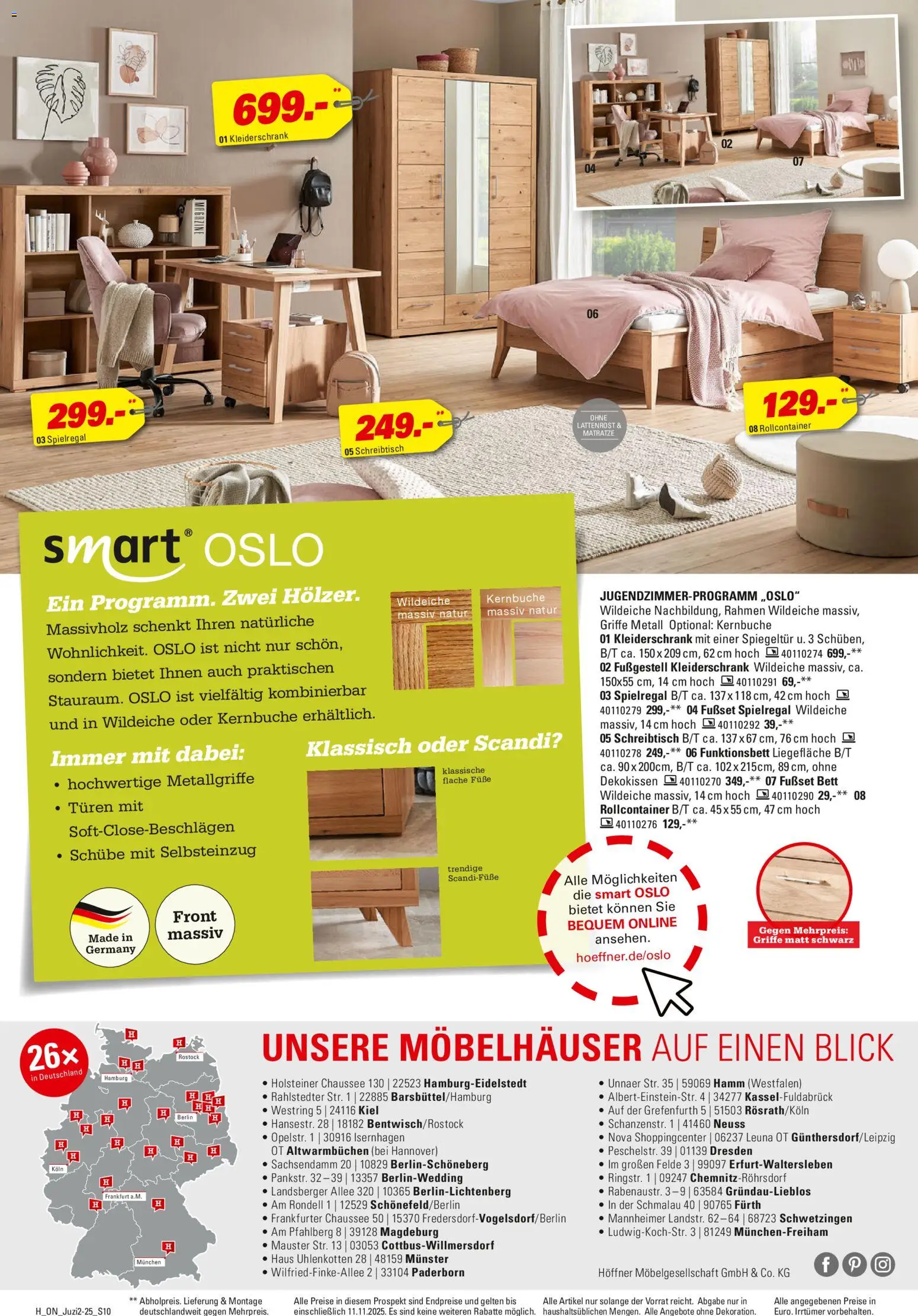 Höffner Jugendzimmer Spezial – gültig ab 29.10.2025 | Seite: 10 | Produkte: Bett, Matratze, Kleiderschrank, Rollcontainer