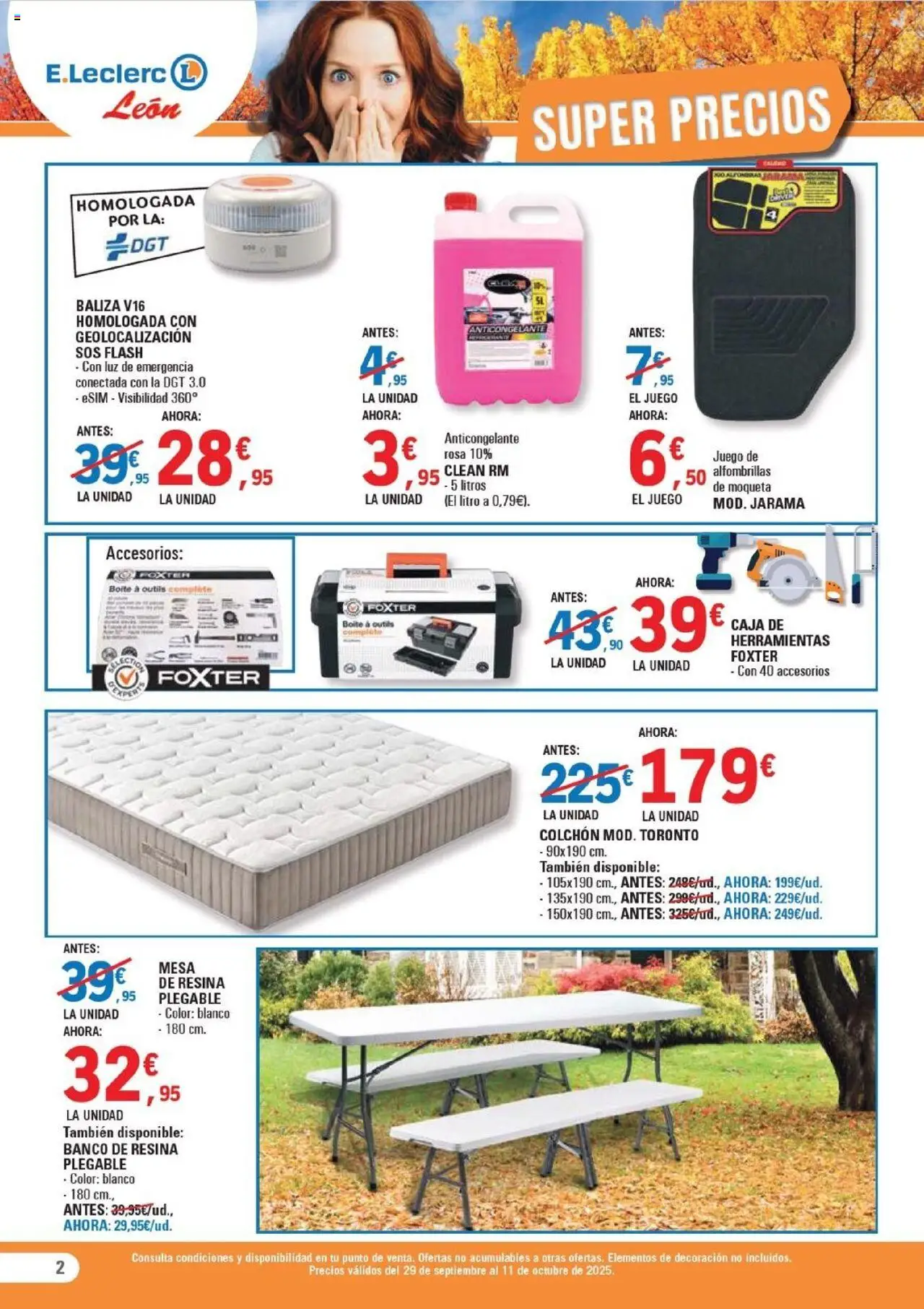 E.Leclerc folleto │ válido desde el 29.09.2025 | Página: 2 | Productos: Colchon, Mesa, Caja