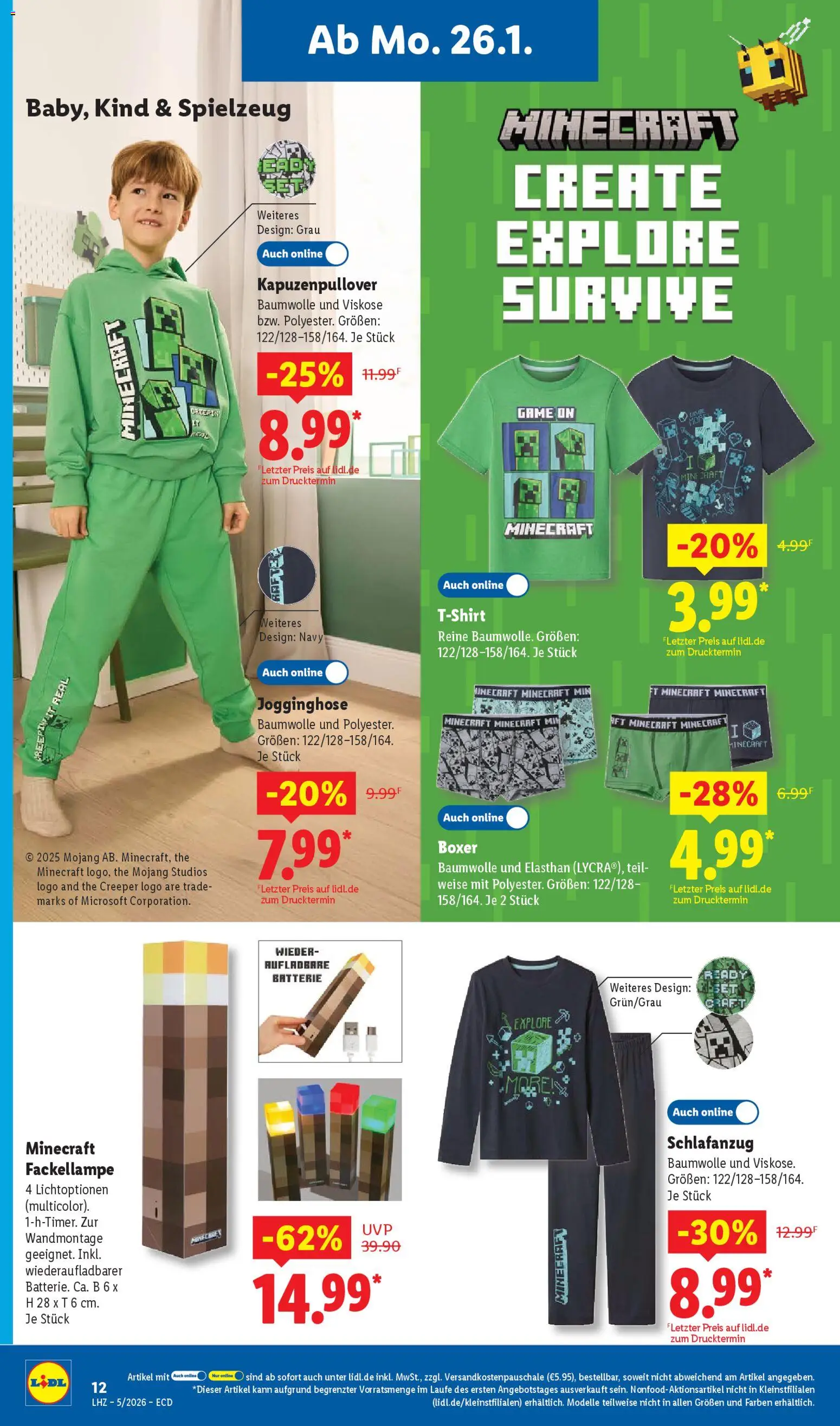 Lidl - Prospekt – gültig ab 26.01.2026 | Seite: 32 | Produkte: Jogginghose, Batterie, Kapuzenpullover, Boxer