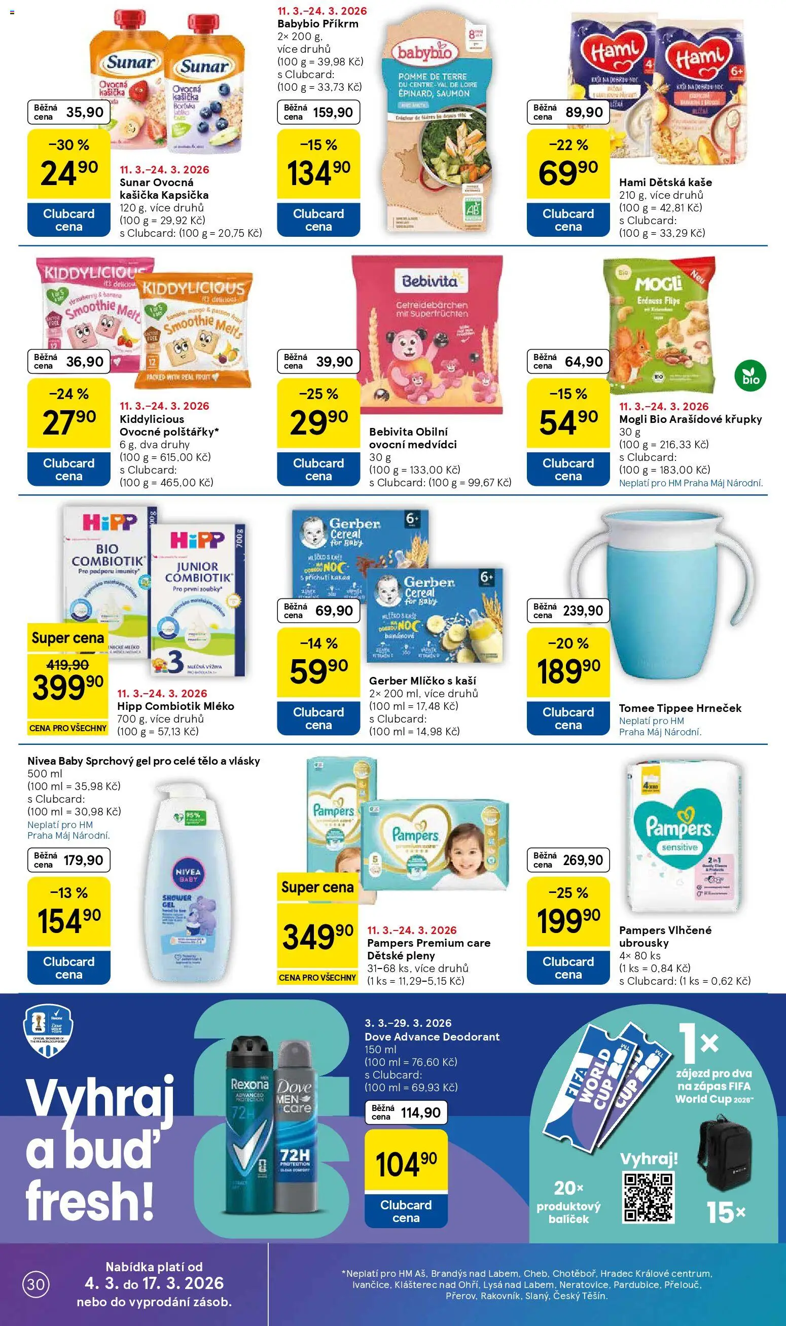 Tesco leták - Hypermarket od 11.03.2026 | Strana: 30 | Produkty: Mléko, Ubrousky, Hipp, Hami