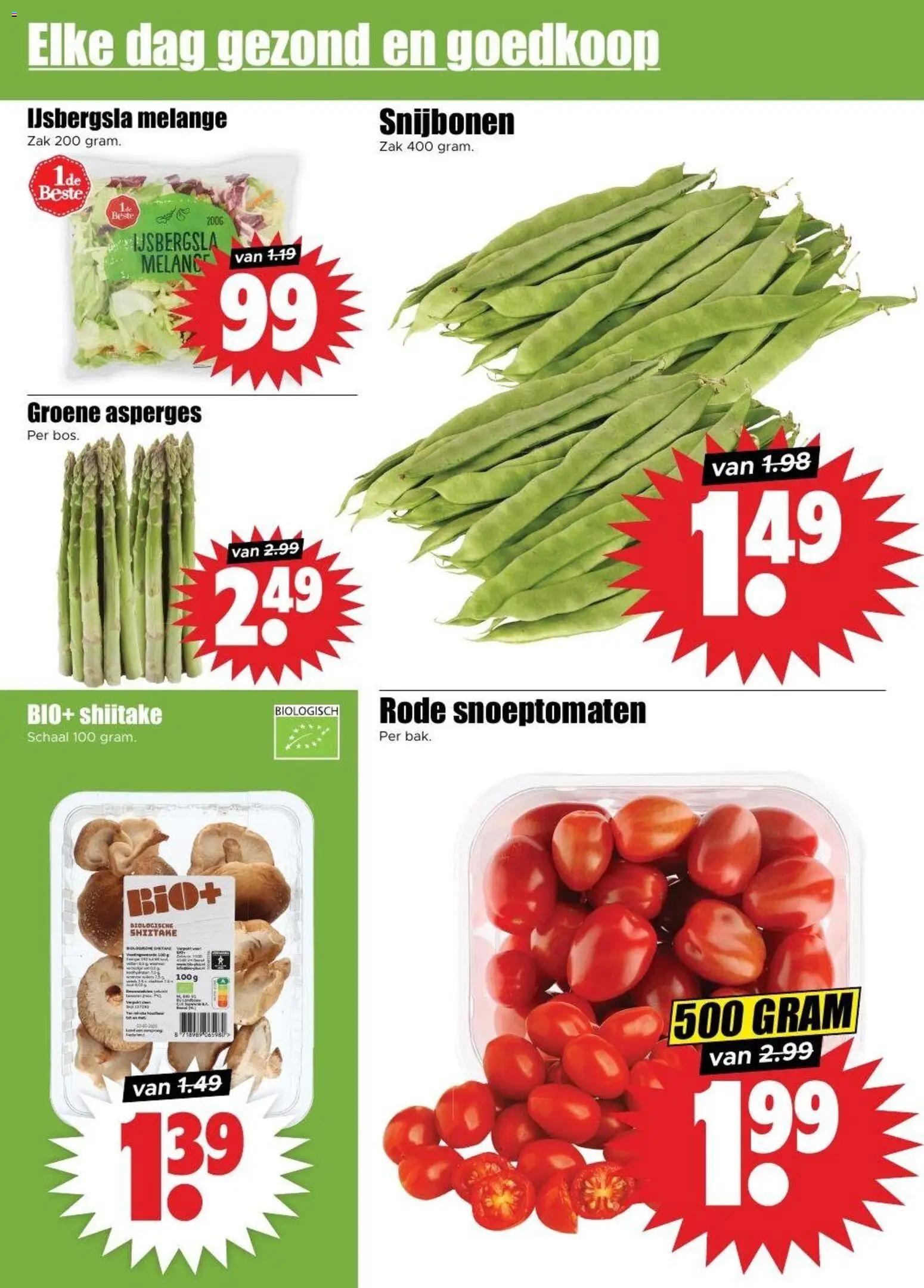 {H1} | Pagina: 2 | Producten: Asperges, Schaal, Zak