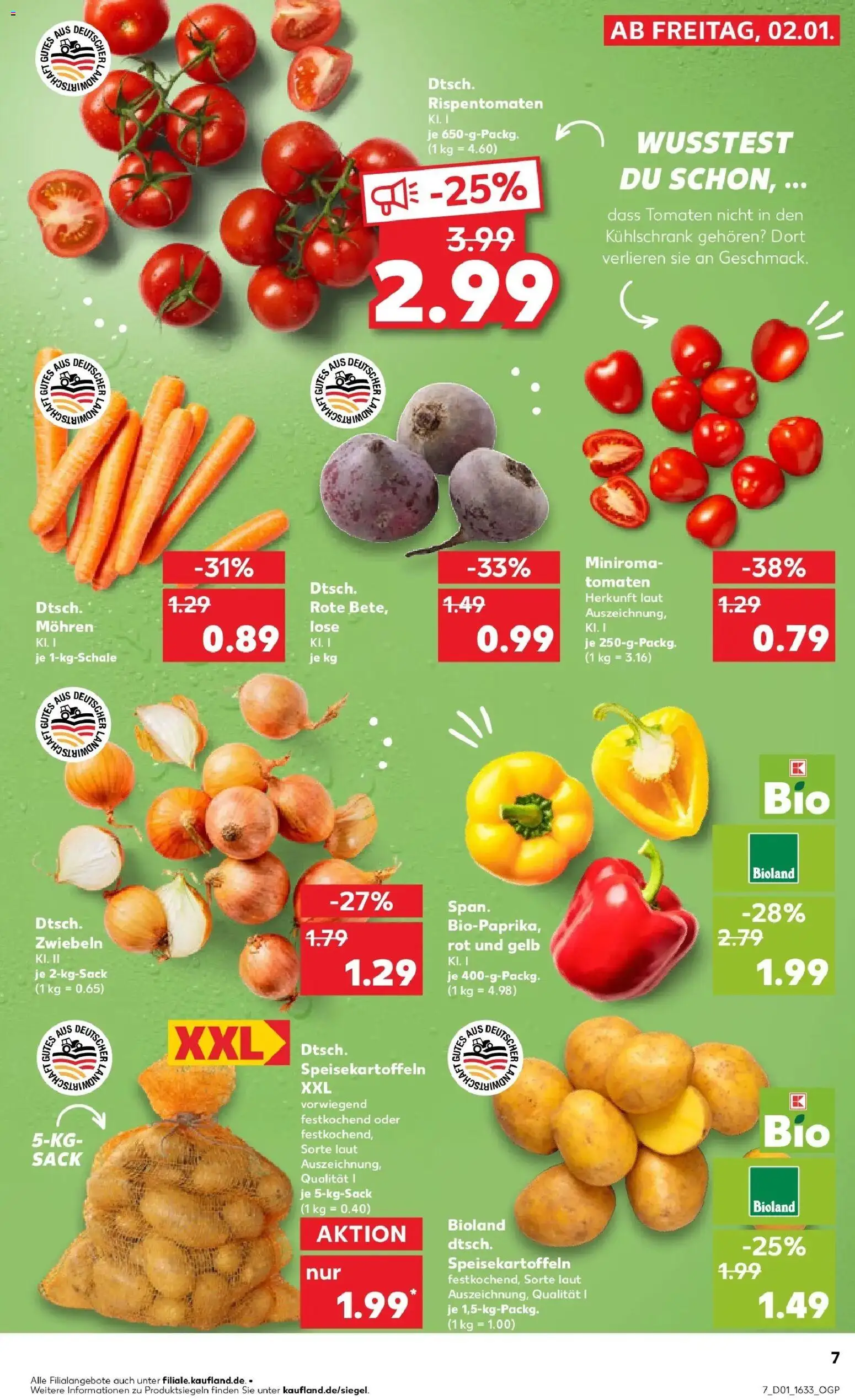 Kaufland prospekt Vilshofen An Der Donau	 – gültig ab 05.01.2026 | Seite: 7 | Produkte: Kühlschrank, Tomaten, Mohren, Zwiebeln